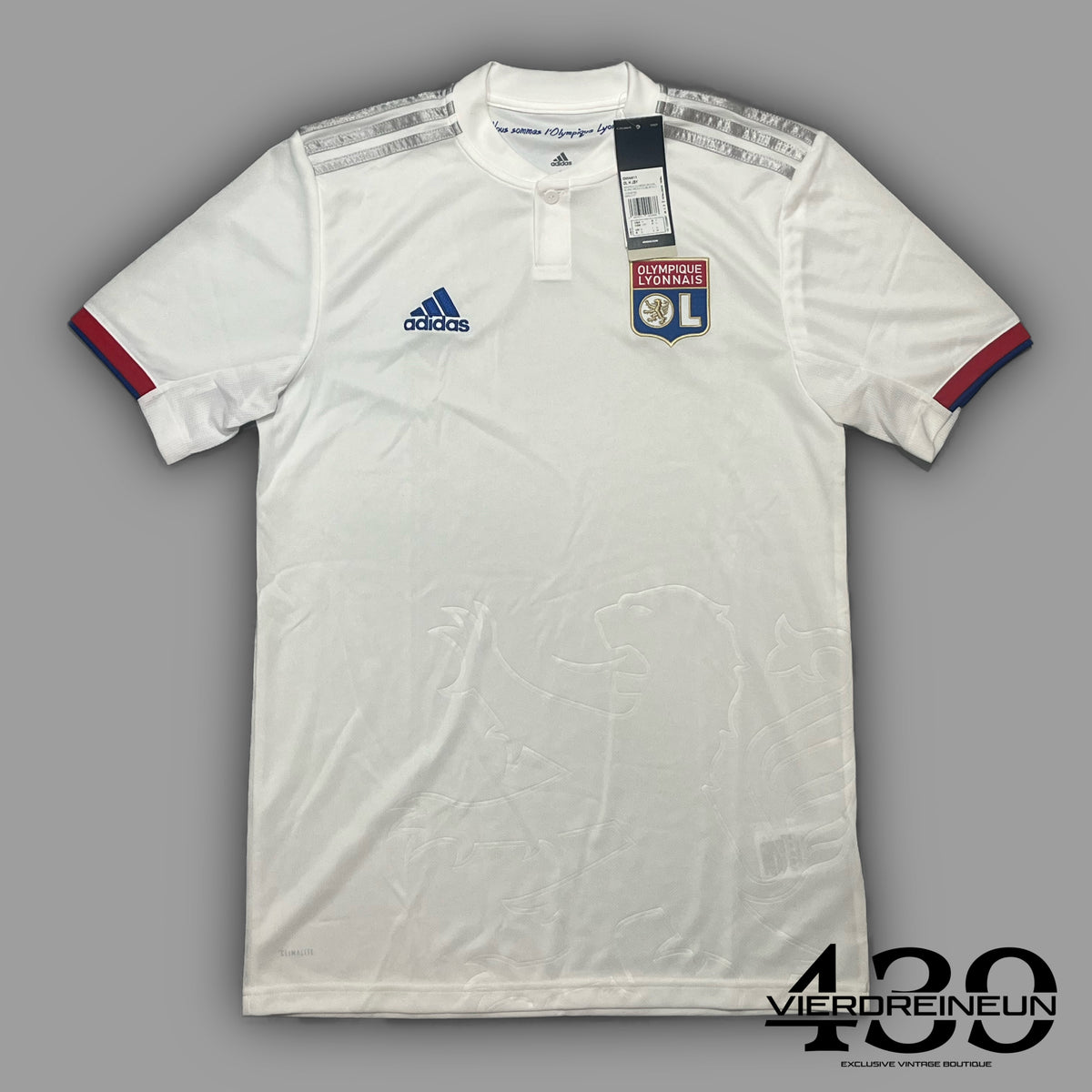 white Adidas Olympique Lyon 2019 2020 away jersey DSWT S M vierdreineun