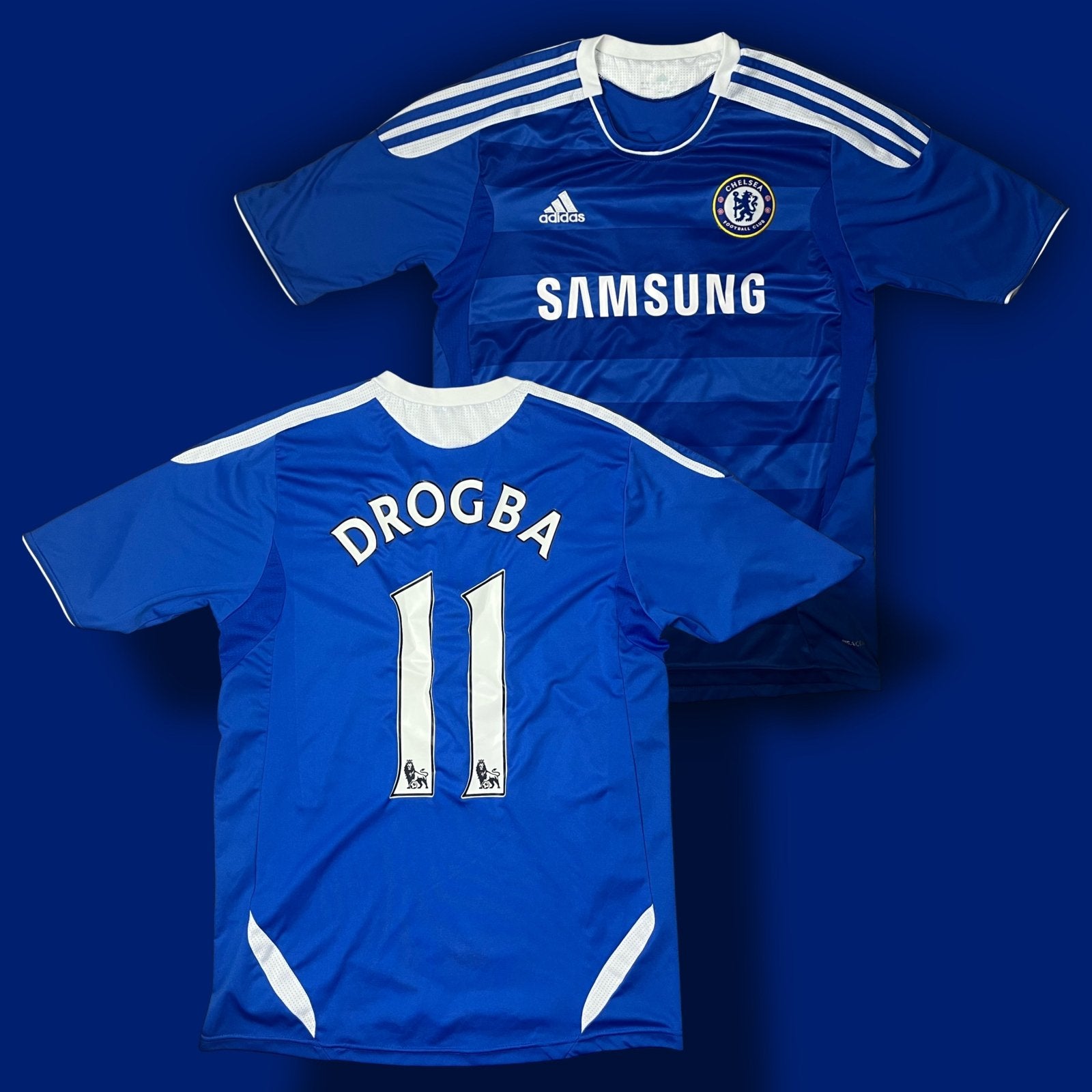 vintage Adidas Fc Chelsea 2011-2012 home DROGBA11 jersey {L} - 439sportswear