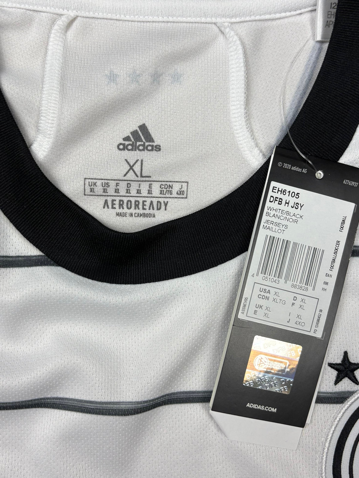 white Adidas Germany 2020 home jersey set reworked by Cosima Chalk