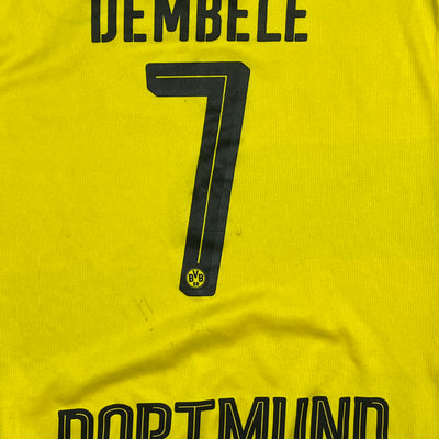 yellow Puma Borusia Dortmund DEMBELE7 2017-2018 home jersey {S}