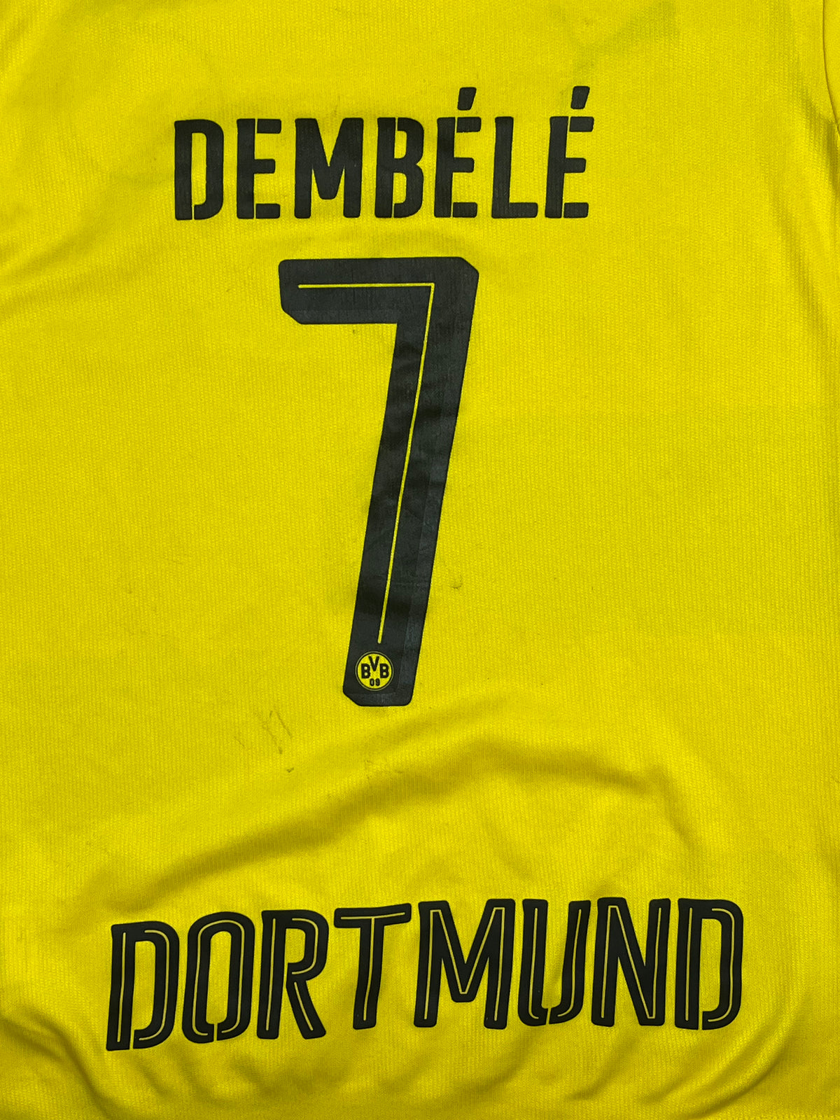 yellow Puma Borusia Dortmund DEMBELE7 2017-2018 home jersey {S}