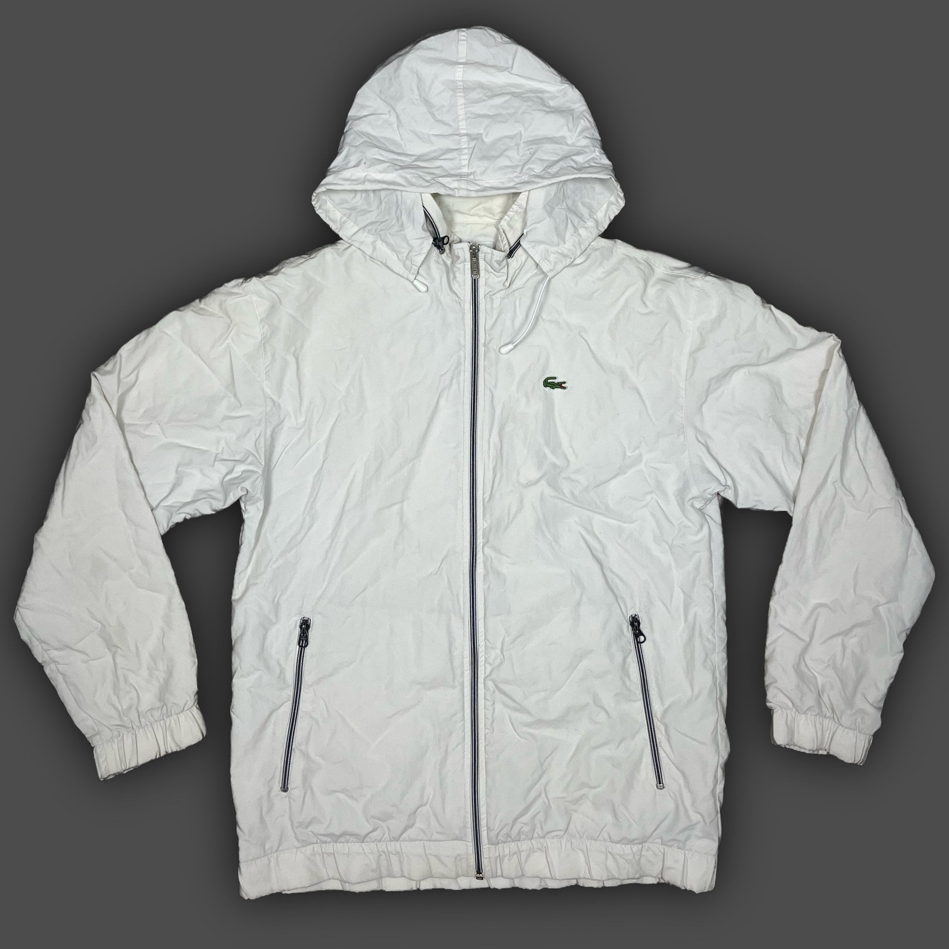 white Lacoste windbreaker {L}