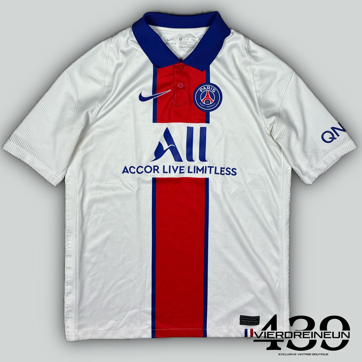 white Nike PSG Paris Saint Germain home jersey {S}
