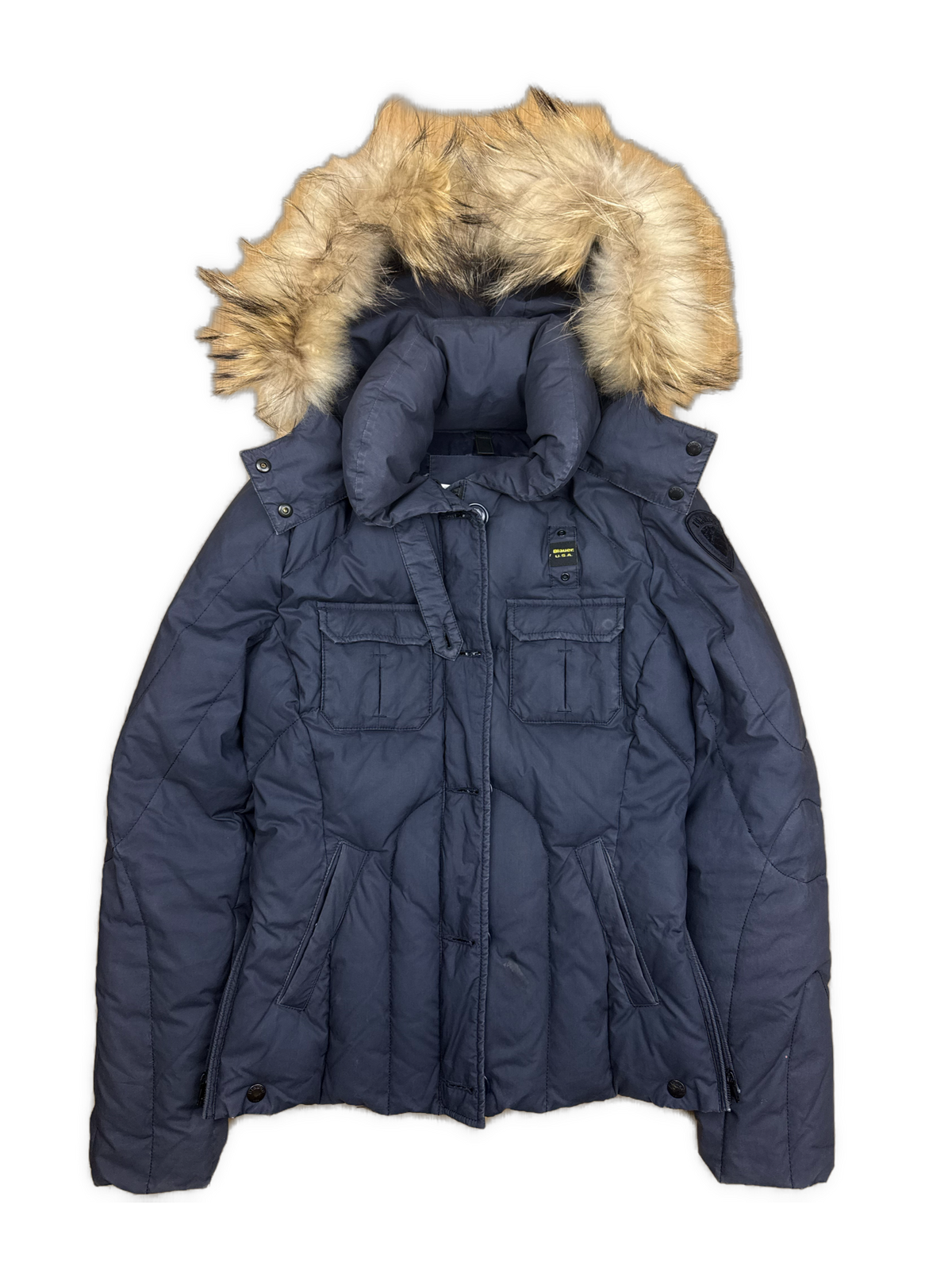 vintage Blauer winterjacket (real fur) {S}
