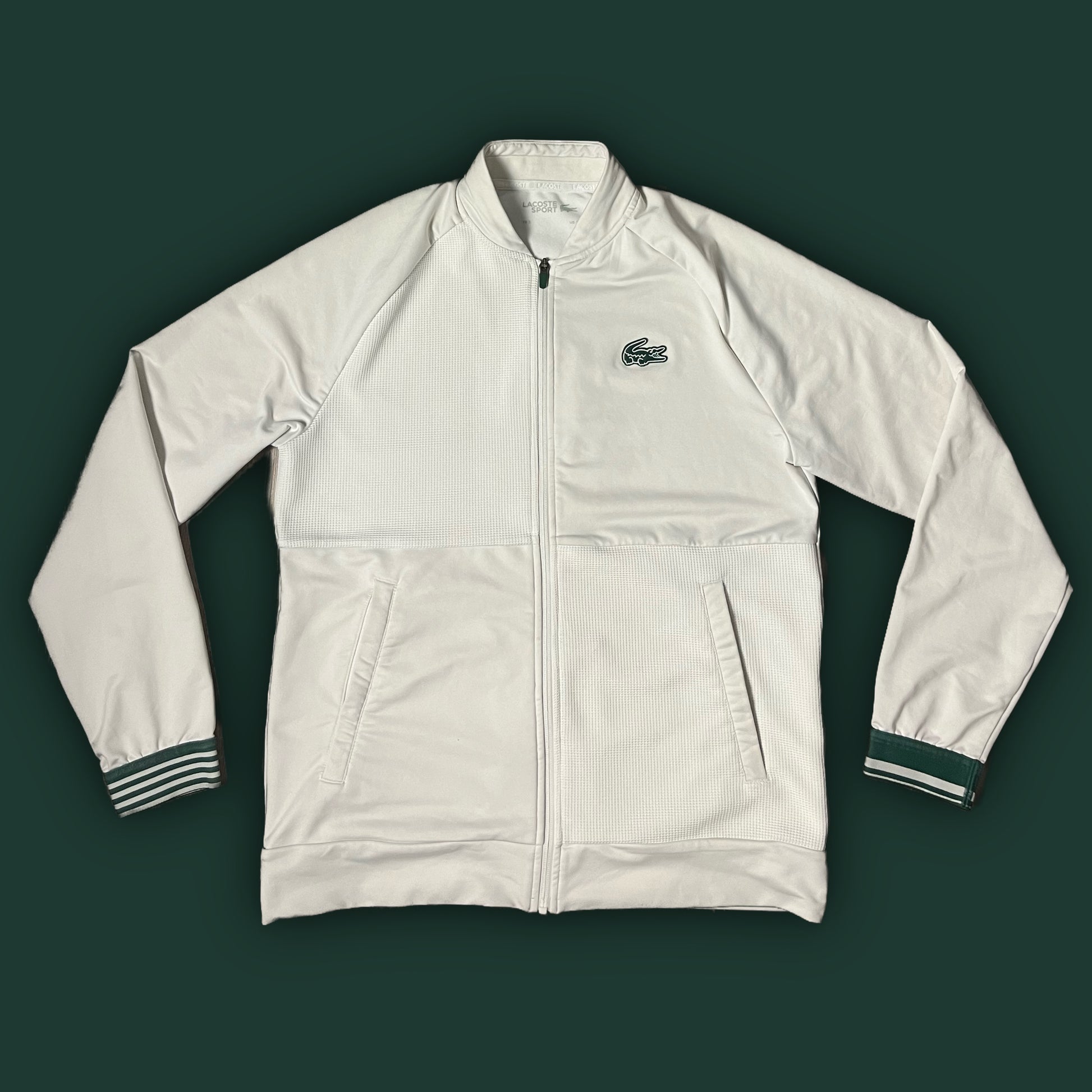 white Lacoste trackjacket {L}