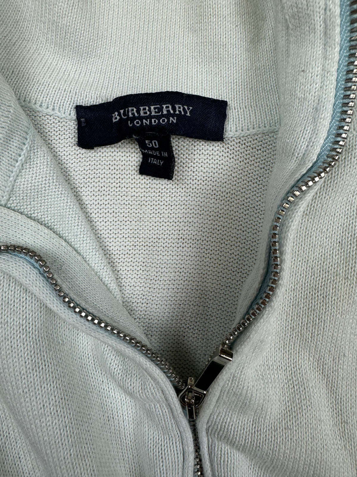 vintage babyblue Burberry quarter zip {M}