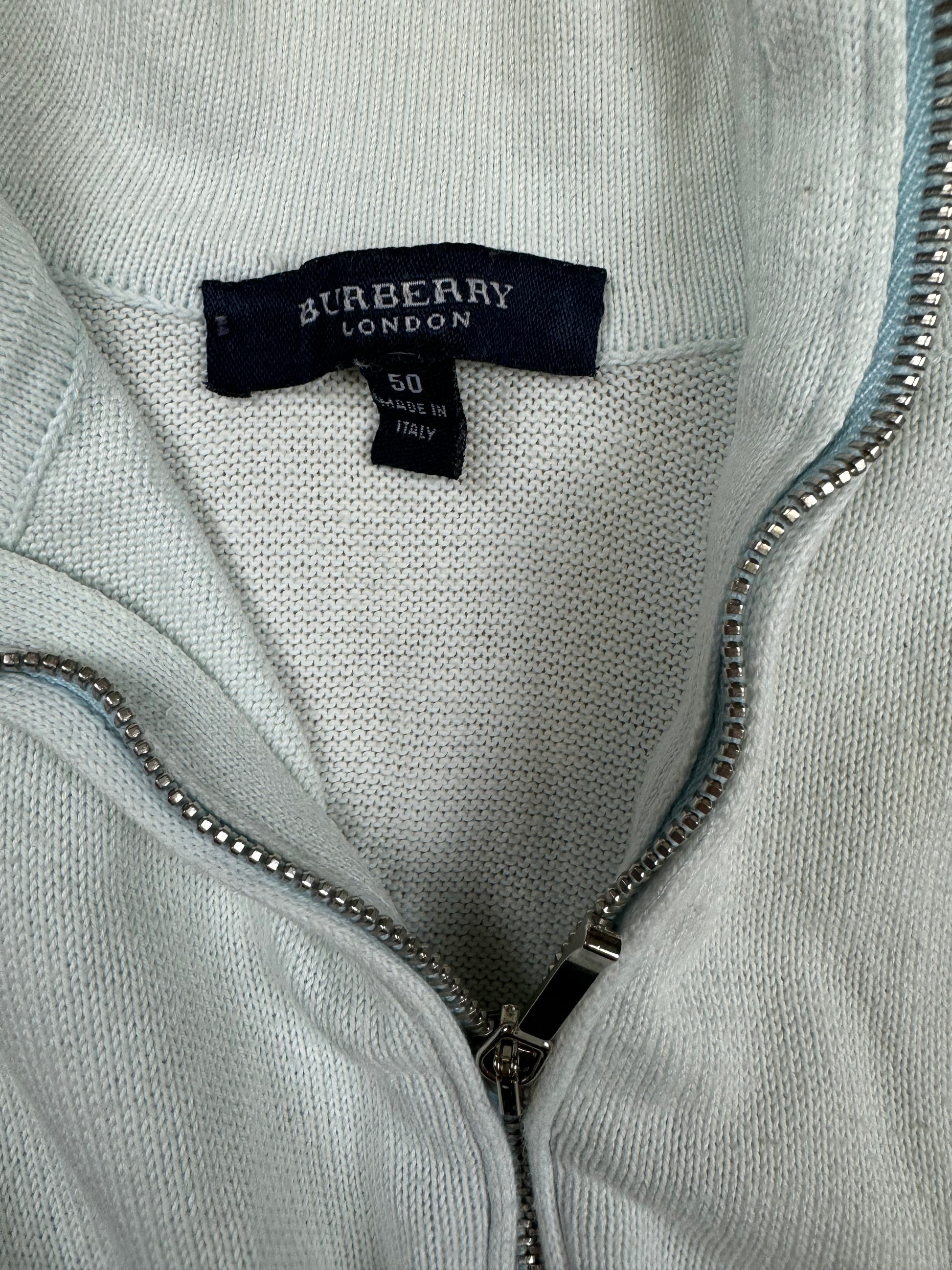 vintage babyblue Burberry quarter zip {M}