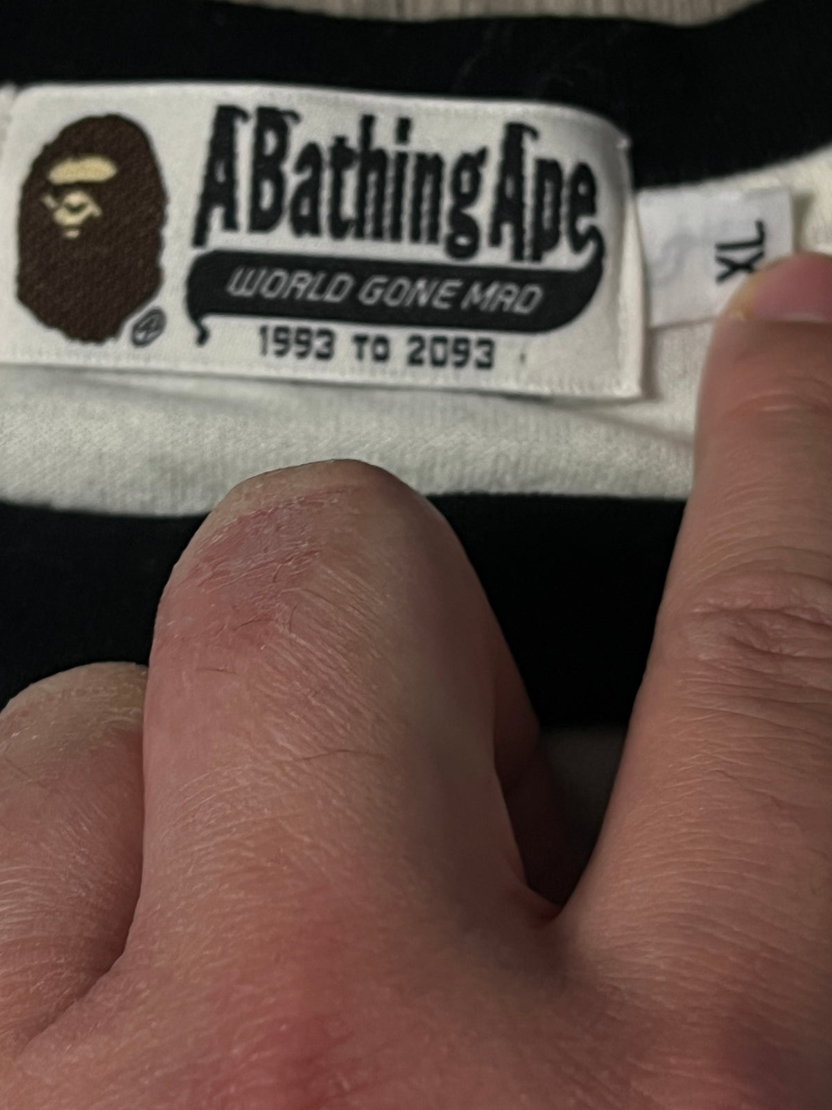 vintage BAPE a bathing ape 3/4 t-shirt {XL}