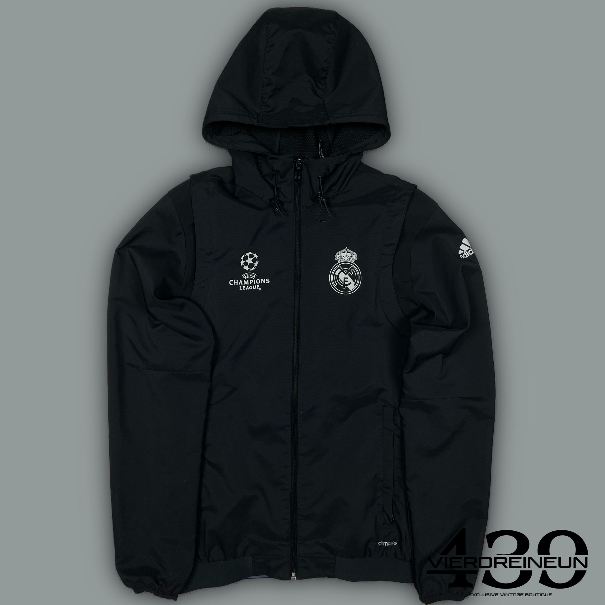 black Adidas Real Madrid windbreaker {S}