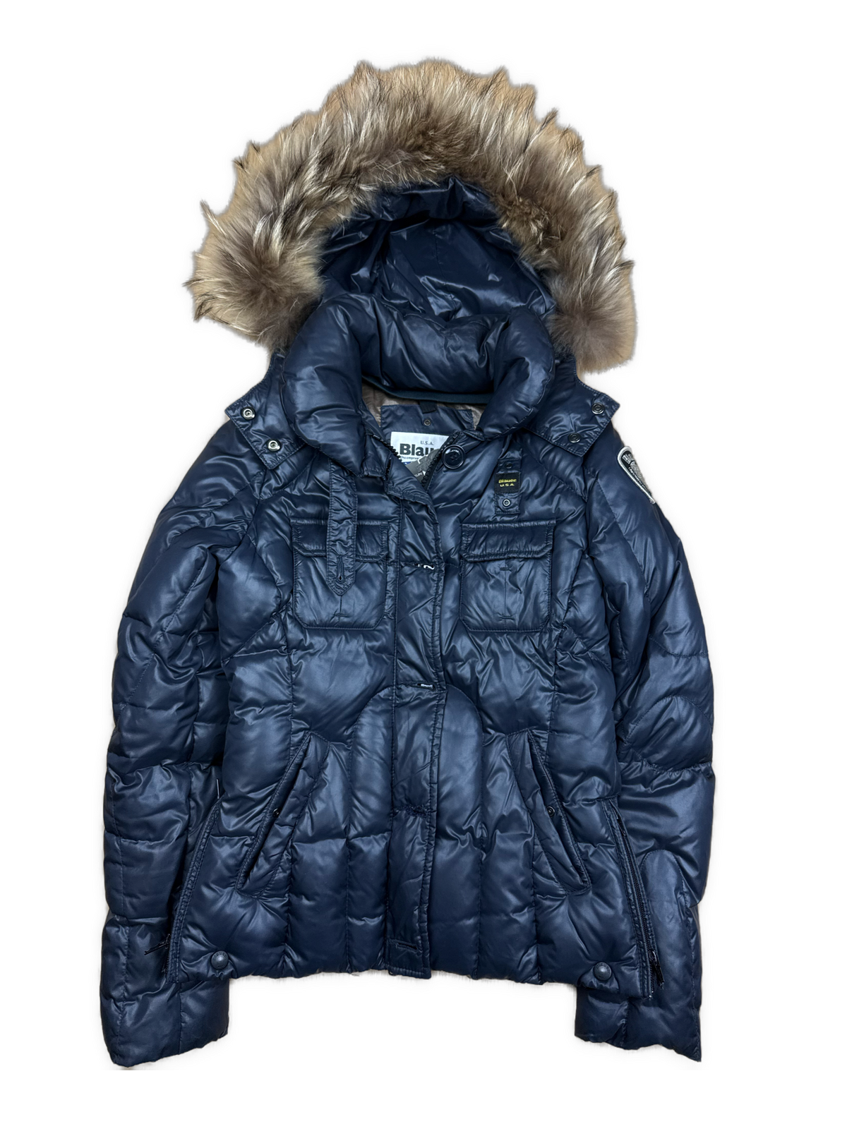 vintage Blauer winterjacket (real fur) {S}