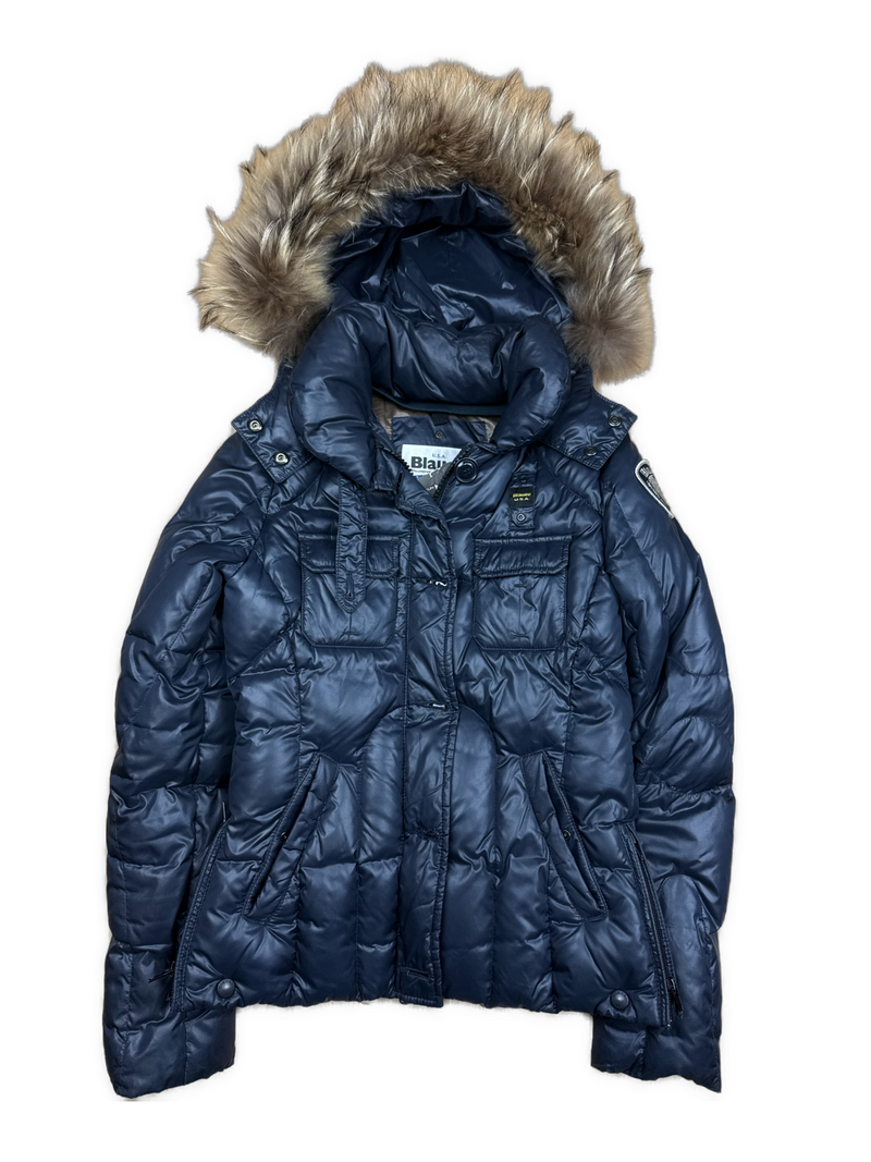 vintage Blauer winterjacket (real fur) {S}