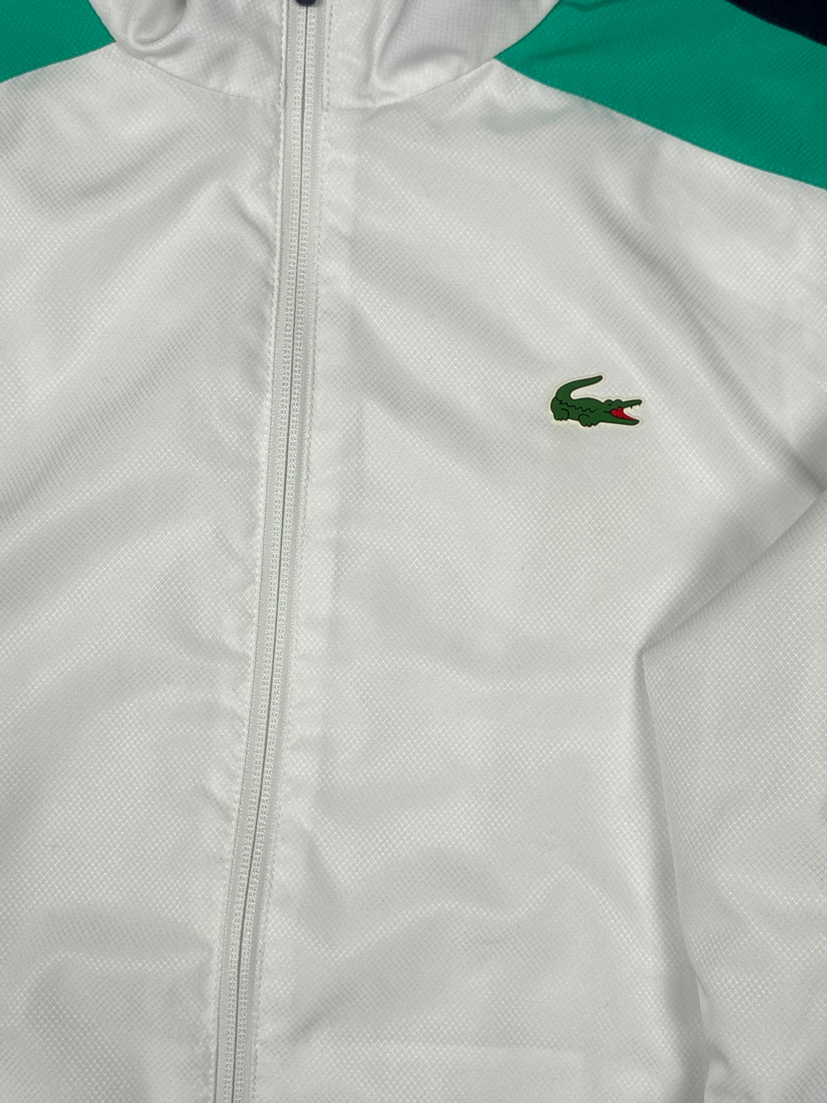 white Lacoste windbreaker {S}