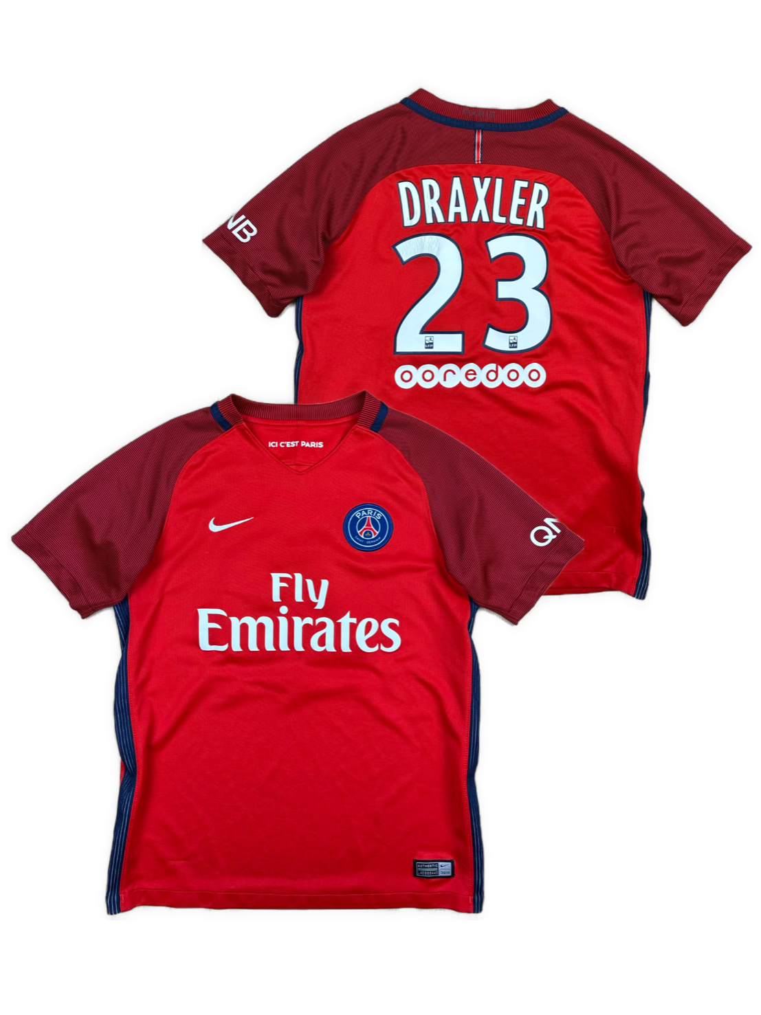 red Nike PSG Paris Saint Germain DRAXLER23 away jersey {XS}