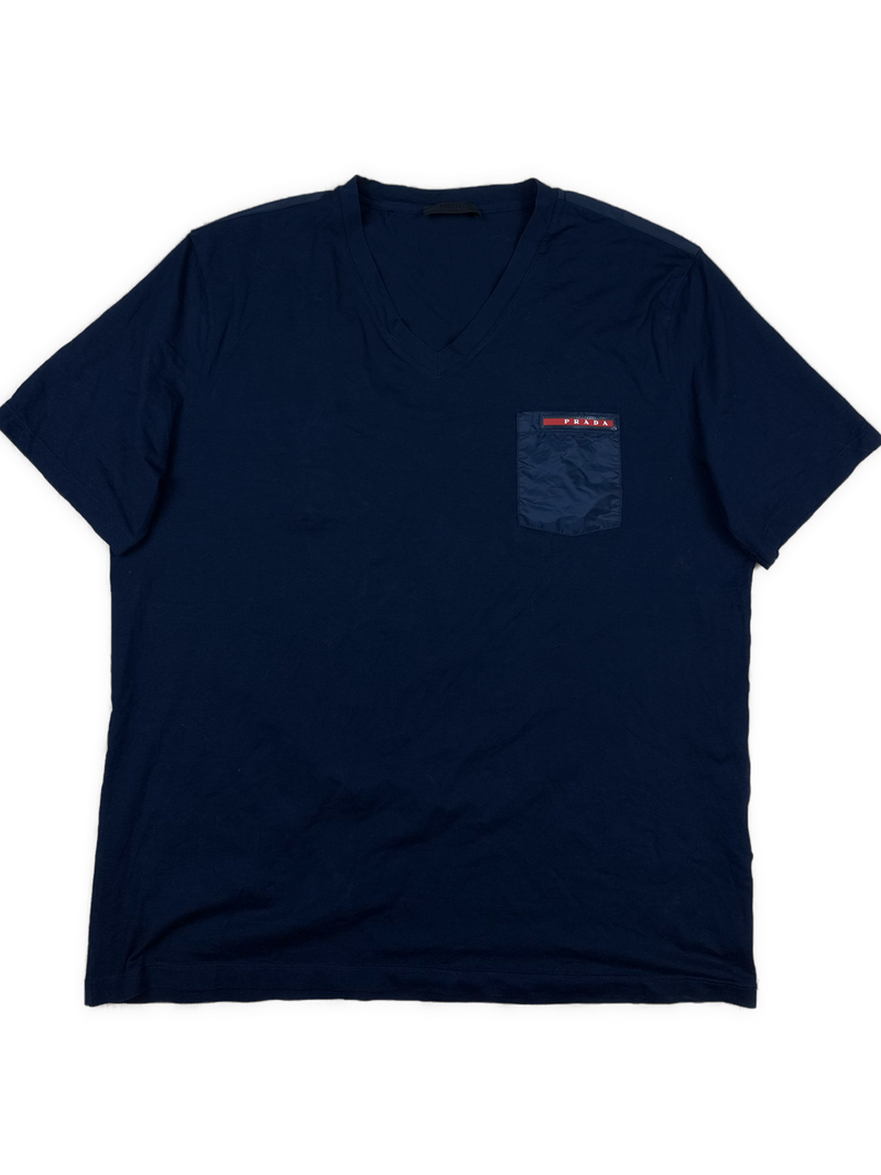 vintage navyblue Prada v-neck t-shirt {XL}