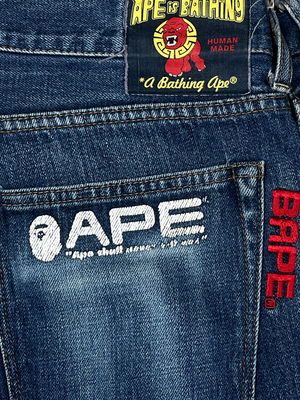 vintage BAPE a bathing ape jeans {M}