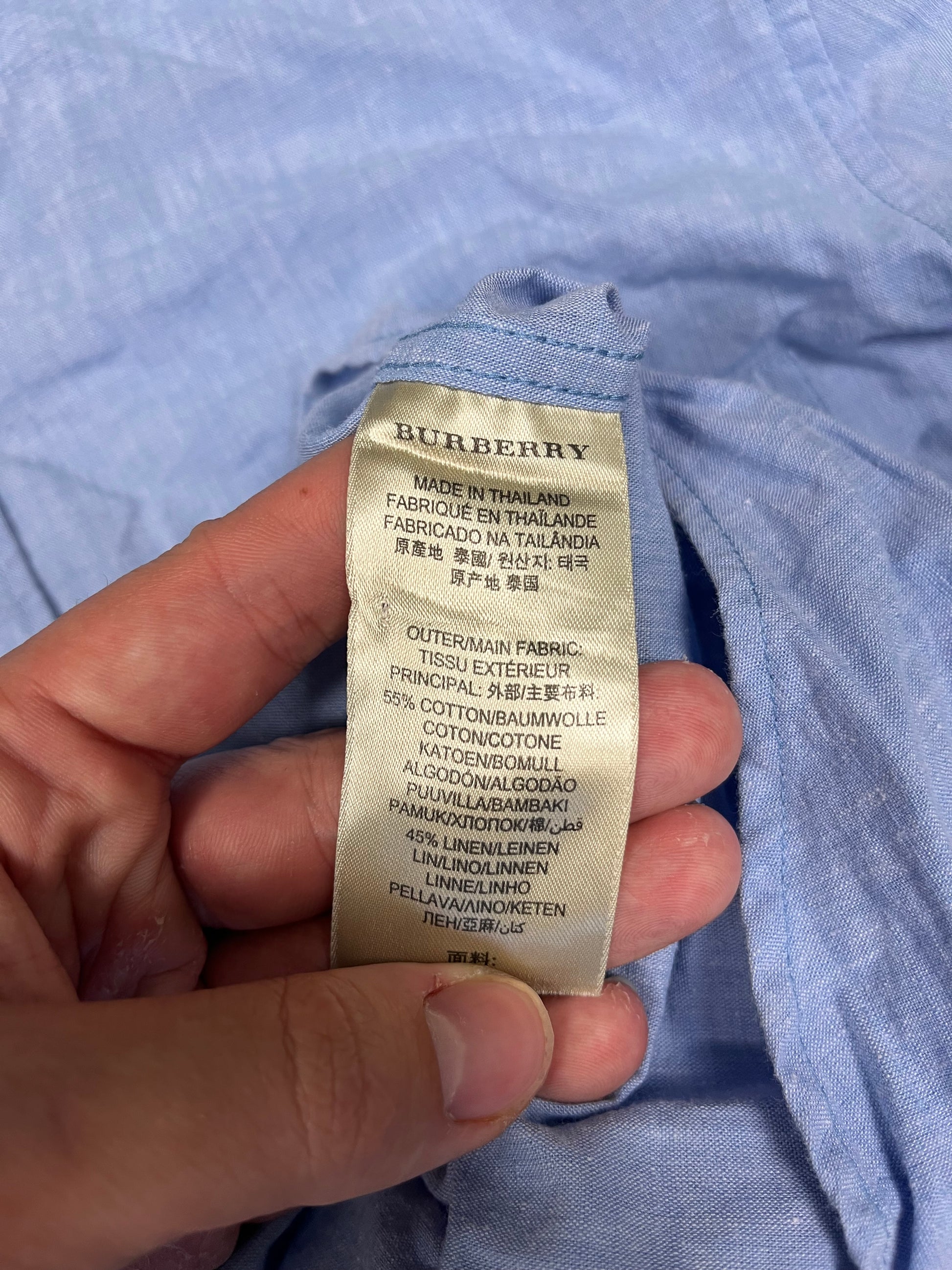 vintage babyblue Burberry shirt {S}