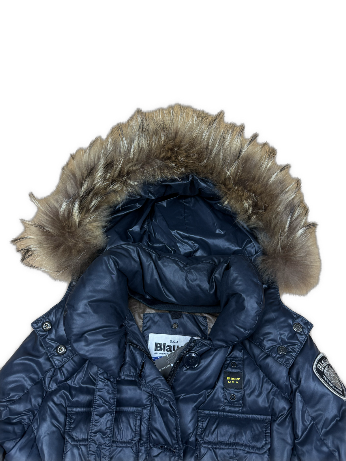 vintage Blauer winterjacket (real fur) {S}