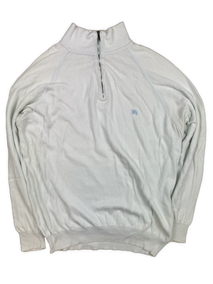 vintage babyblue Burberry quarter zip {M}