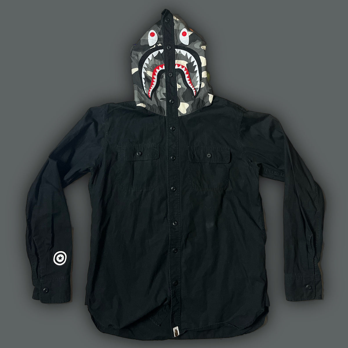 vintage BAPE a bathing ape SHARK sweatjacket {L}