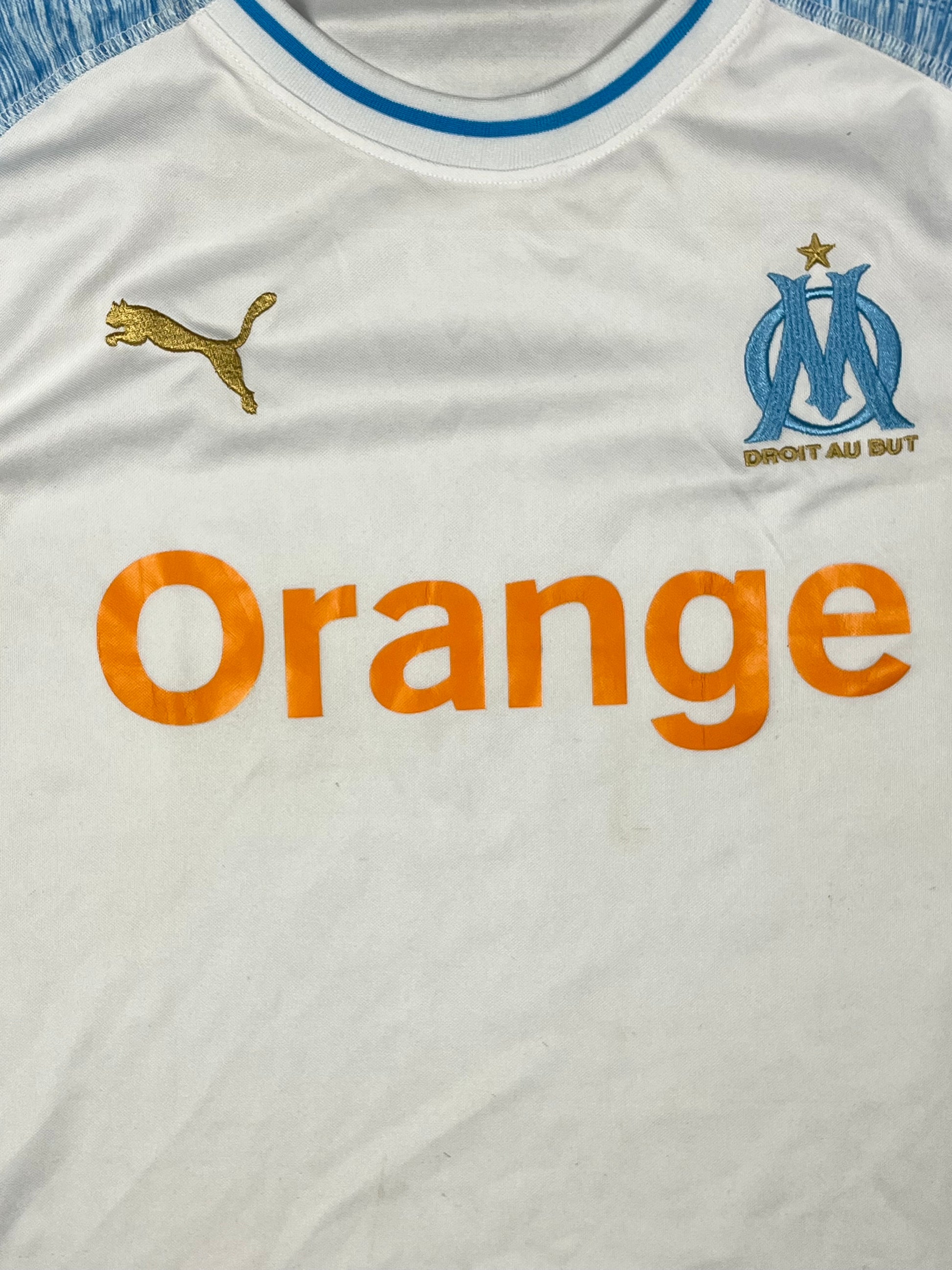 white Puma Olympique Marseille 2018-2019 home jersey {M}