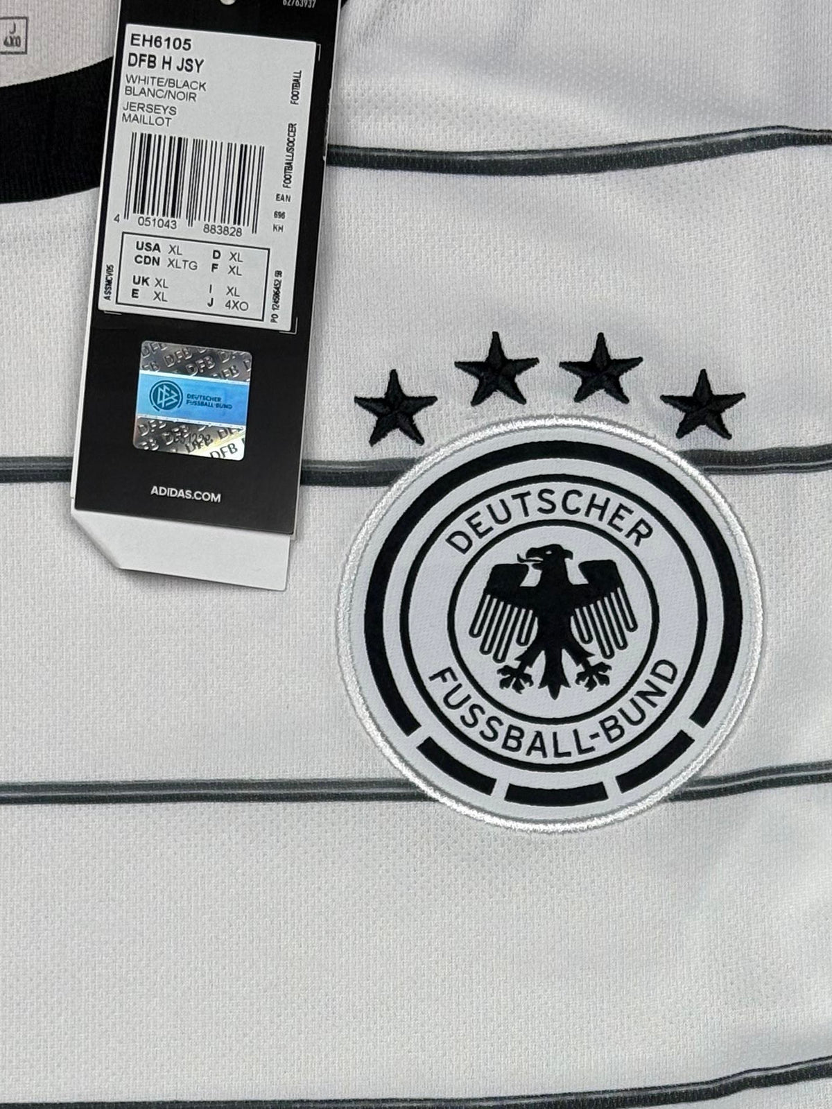 white Adidas Germany 2020 home jersey set reworked by Cosima Chalk