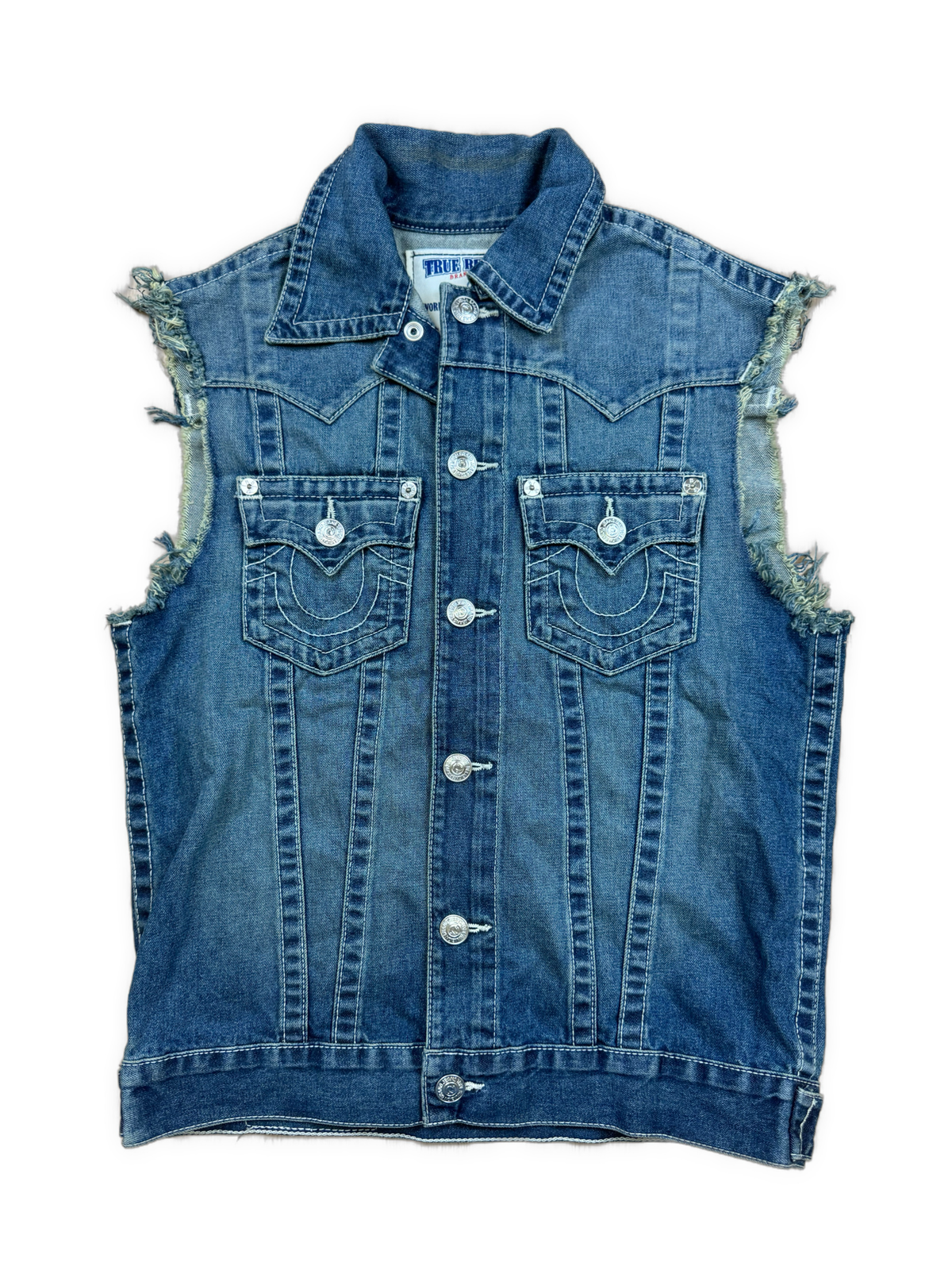 vintage True Religion sleevles vest {XS}