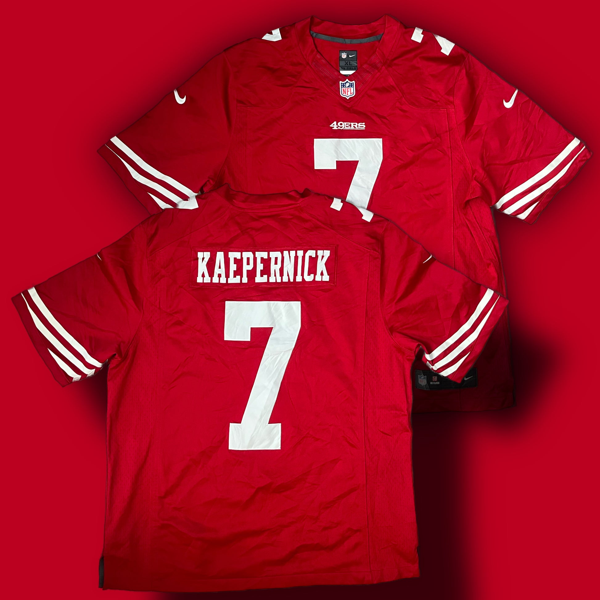 vintage Nike 49ERS KAEPERNICK7 Americanfootball jersey NFL {L}