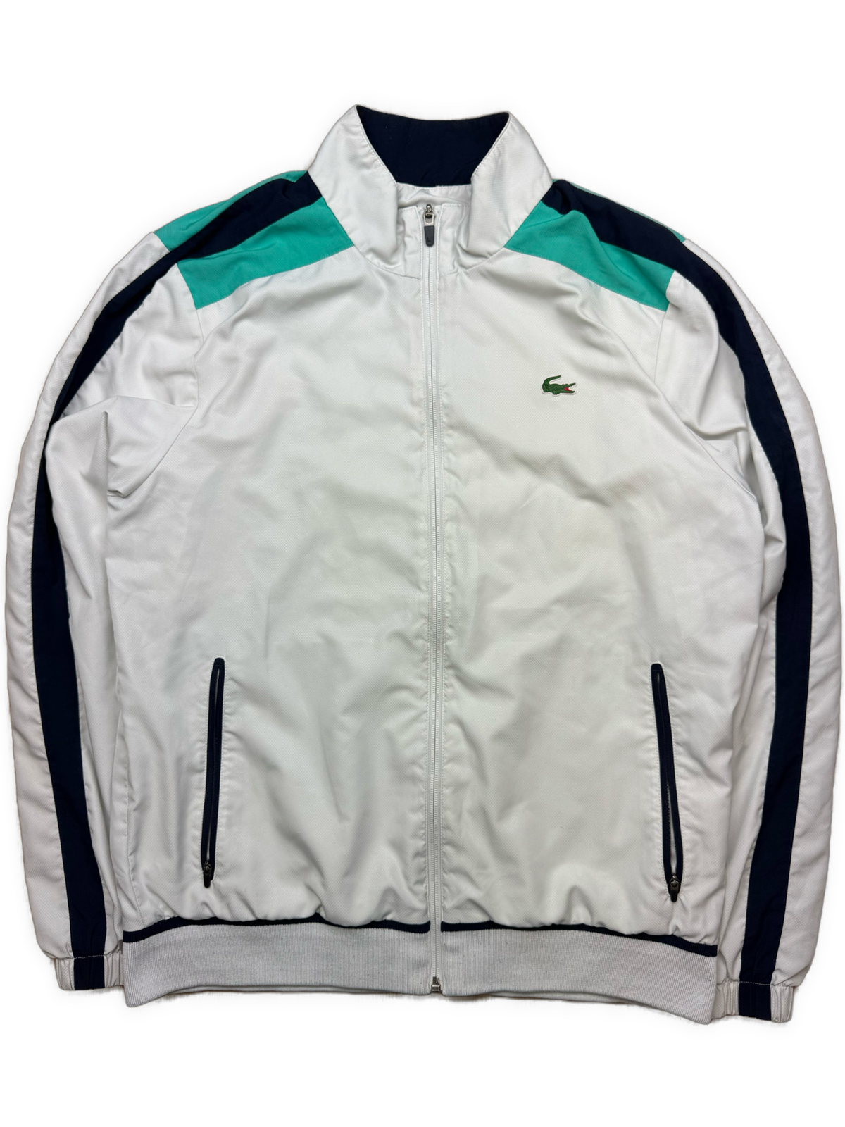 white Lacoste windbreaker {L}