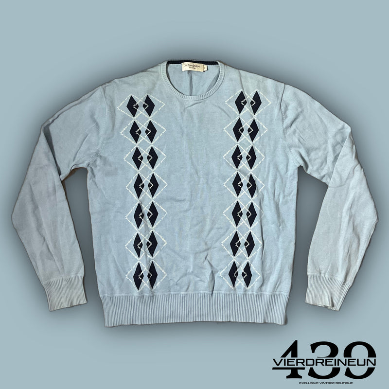 vintage babyblue YSL Yves Saint Laurent knittedsweater {L}