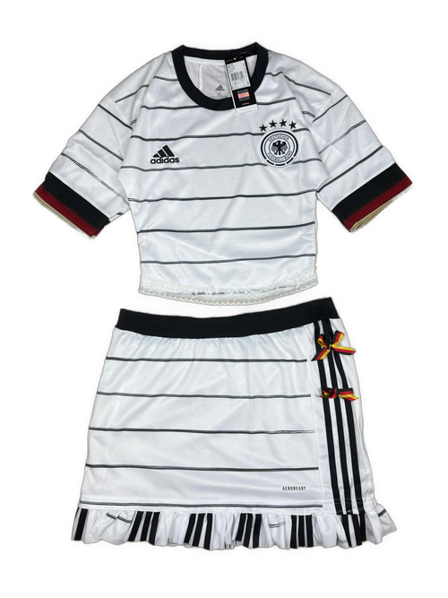 white Adidas Germany 2020 home jersey set reworked by Cosima Chalk
