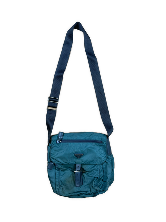 vintage turquoise Prada slingbag