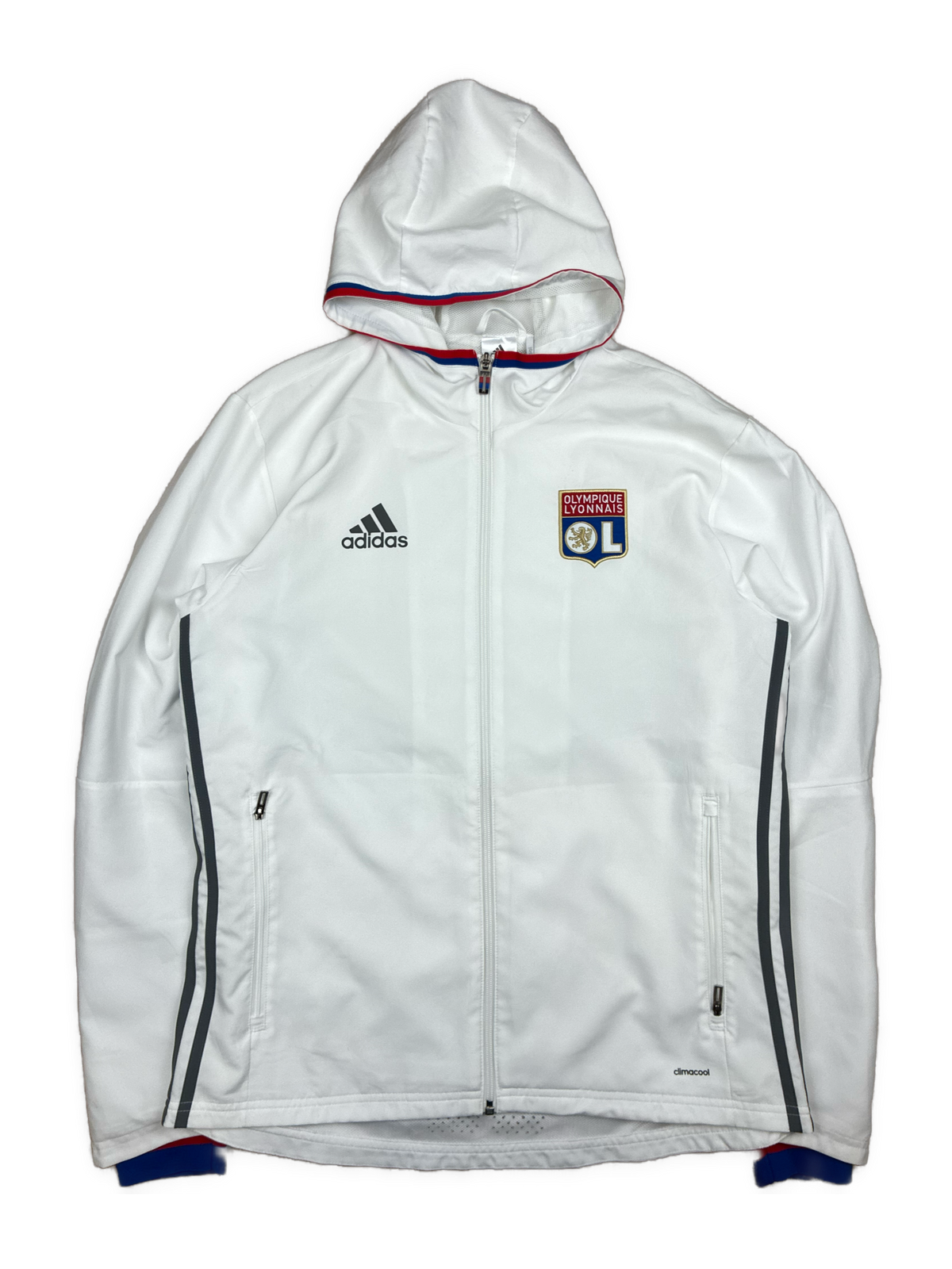 white Adidas Olympique Lyon windbreaker {M}
