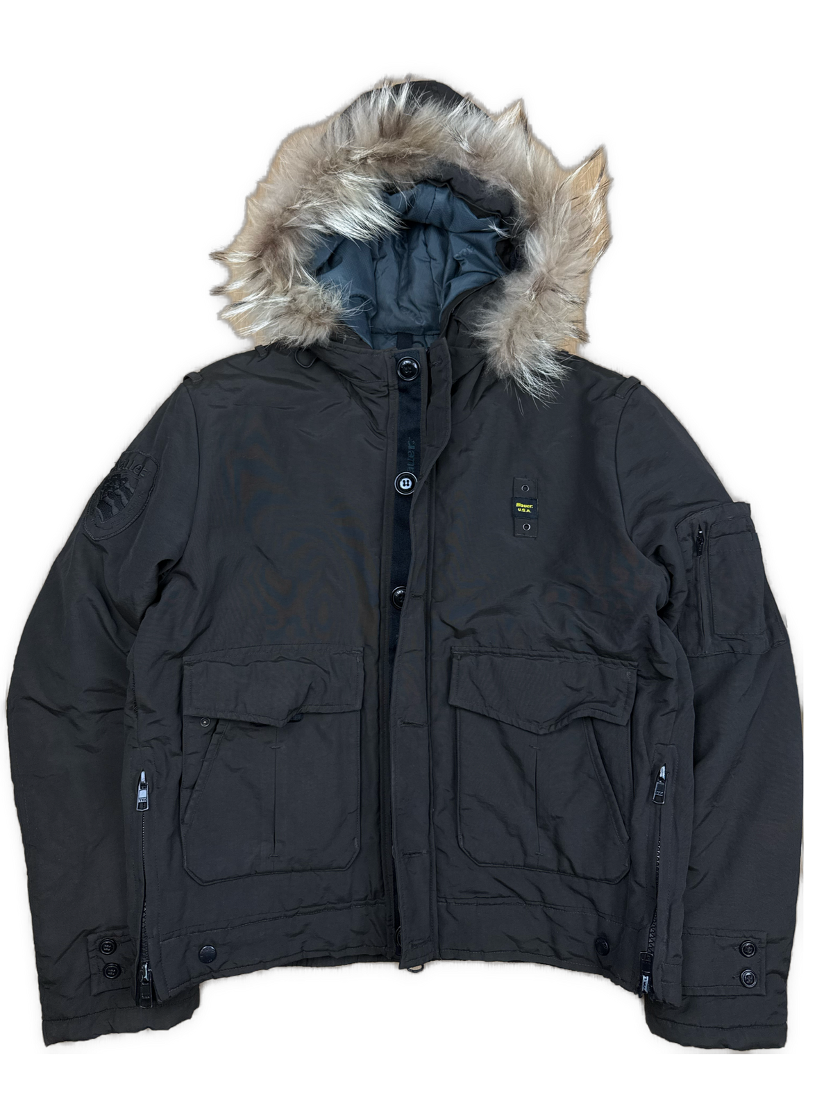 vintage Blauer bomber winterjacket (real fur) {L}