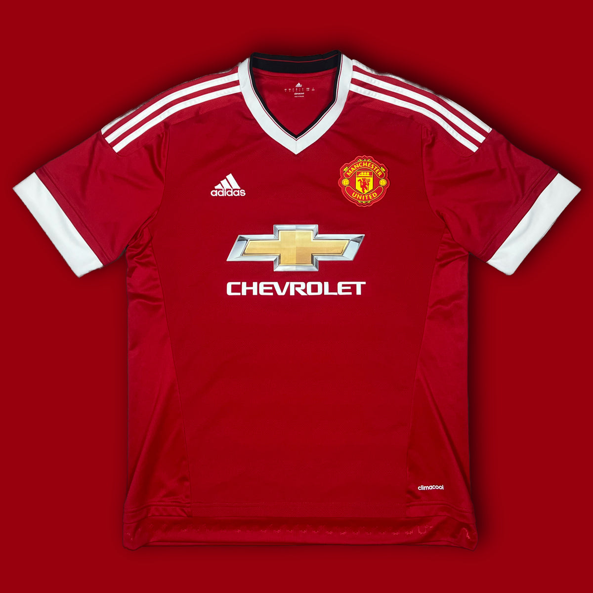 red Adidas Manchester United 2015-2016 home jersey {L}