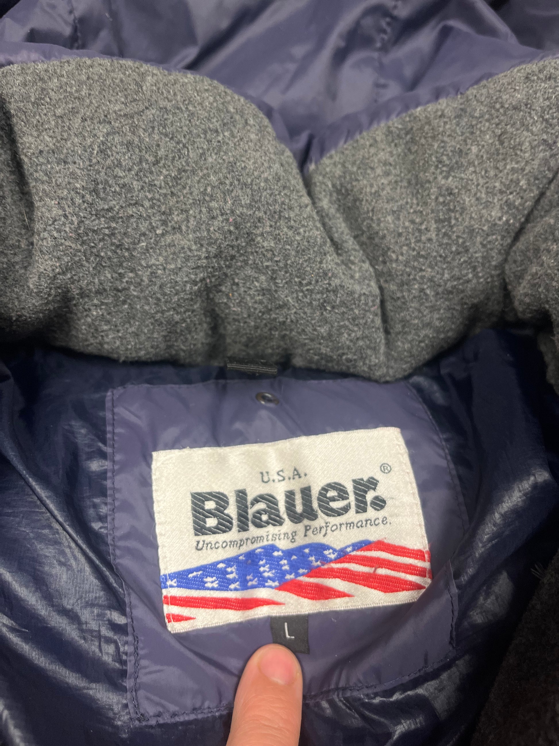 vintage Blauer winterjacket (real fur) {L}