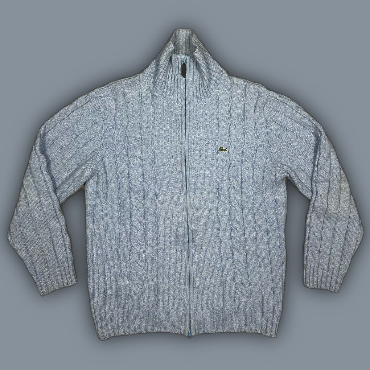 vintage babyblue Lacoste knittedsweatjacket {L}