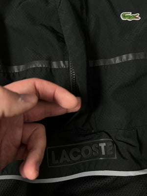 black Lacoste halfzip windbreaker {S}