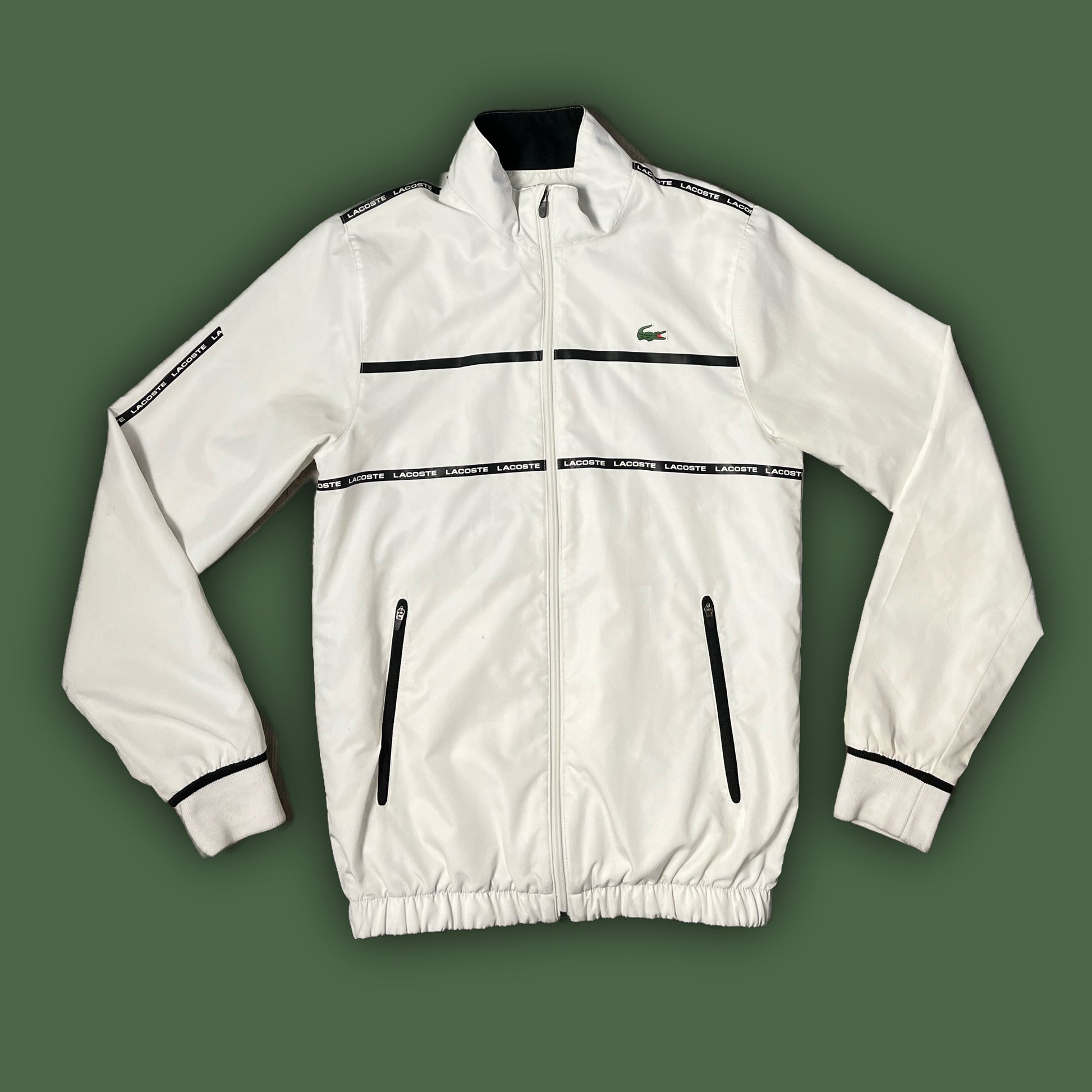 white Lacoste windbreaker {S}