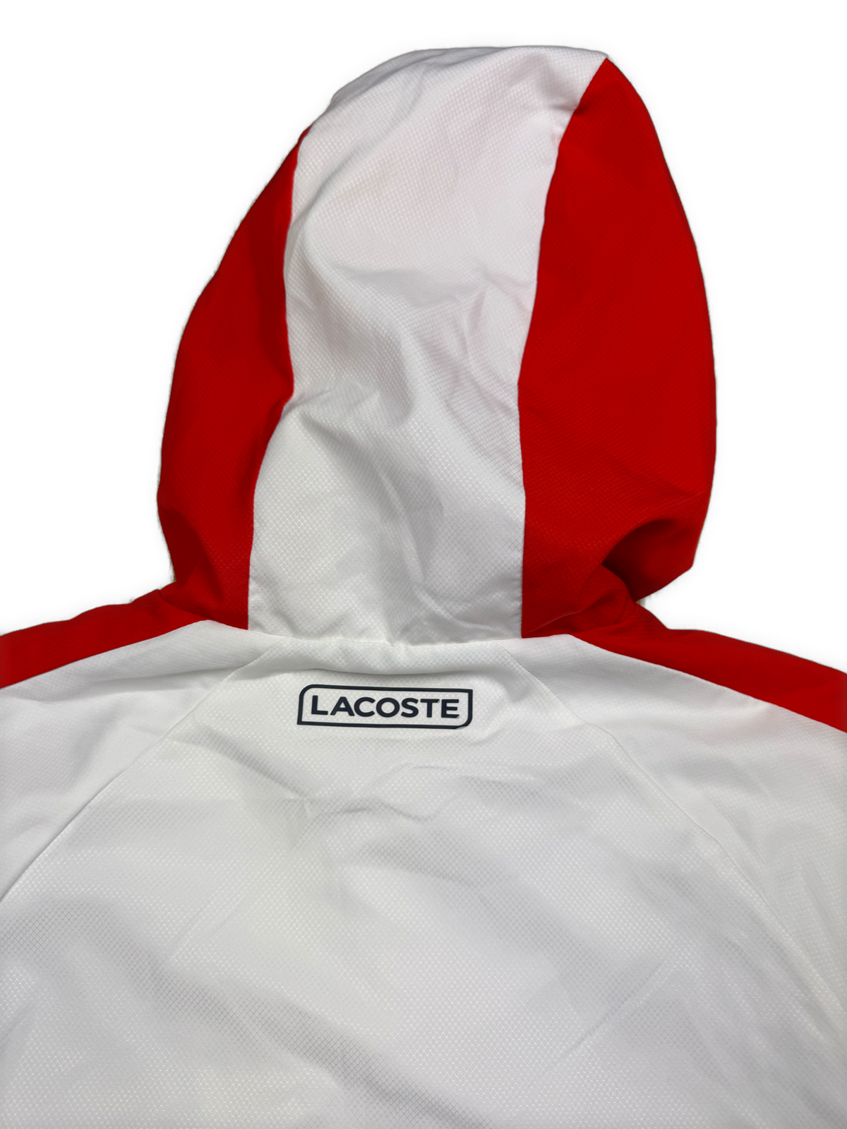 white Lacoste windbreaker {S}