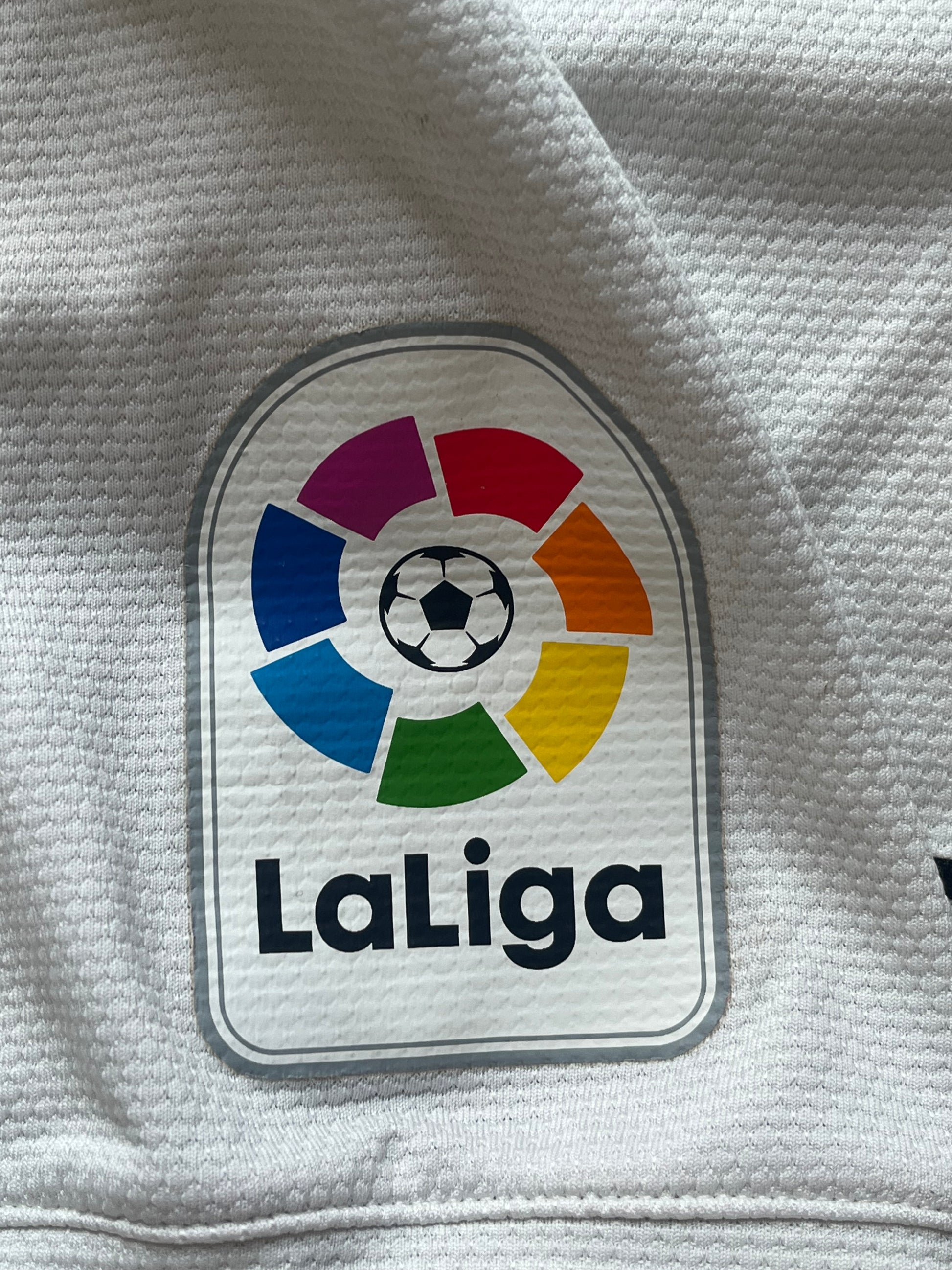 white Adidas Real Madrid 2018-2019 home jersey {S}