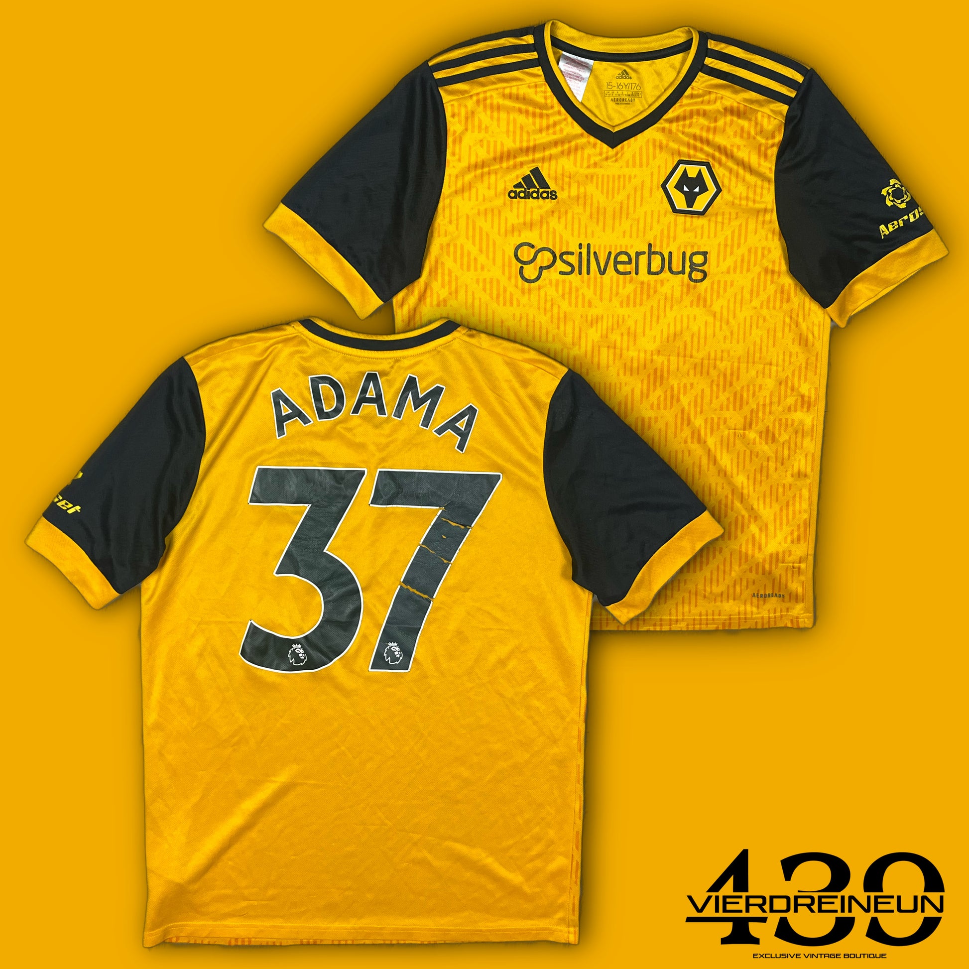 yellow Adidas Wolverhampton Wanderers ADAMA37 2020 home jersey {S}