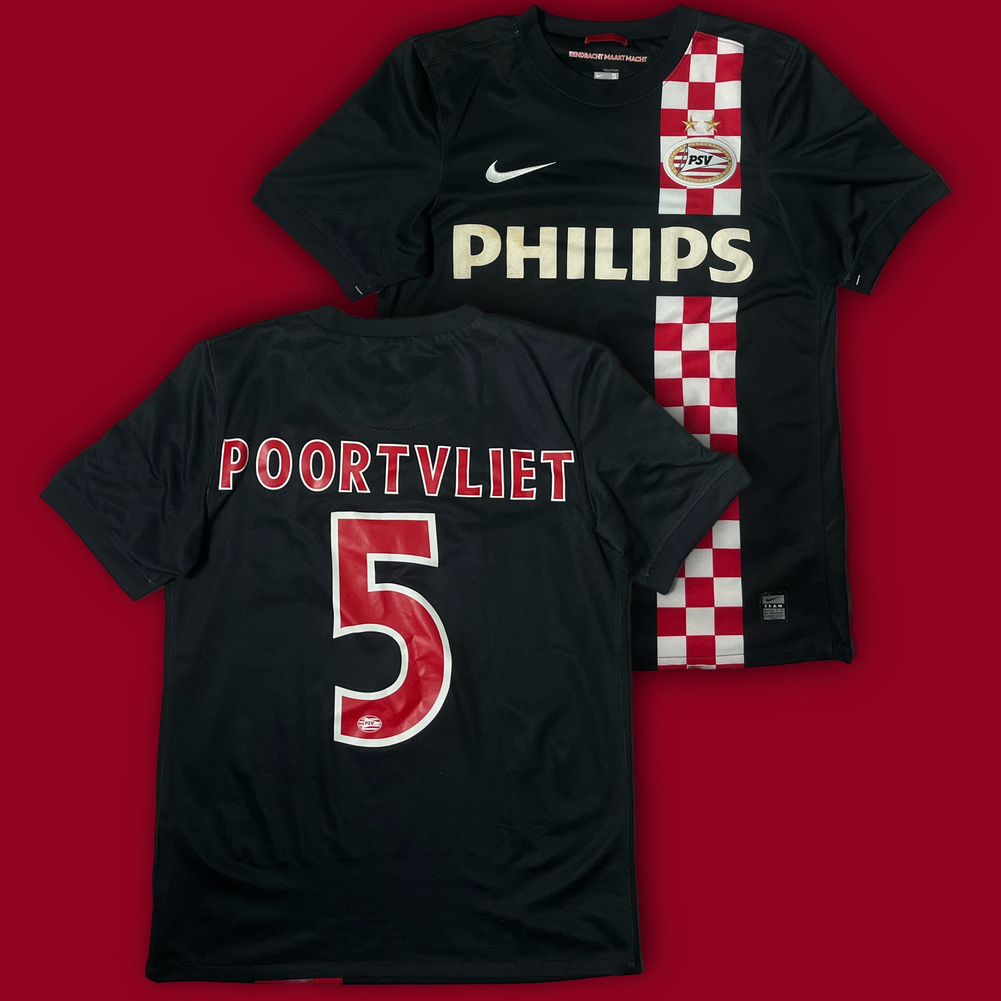 vintage Nike PSV Eindhoven POORTVLIET5 2010-2011 away jersey {S}