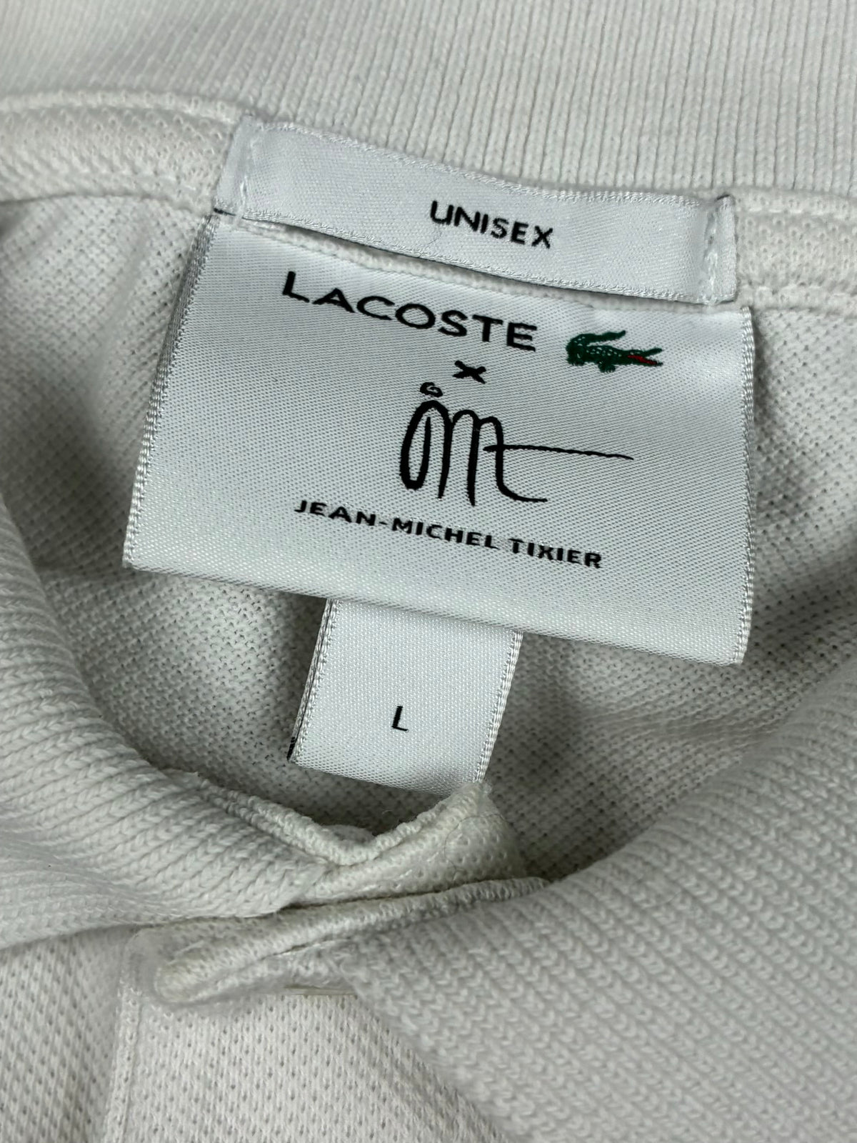 white Lacoste polo {L}