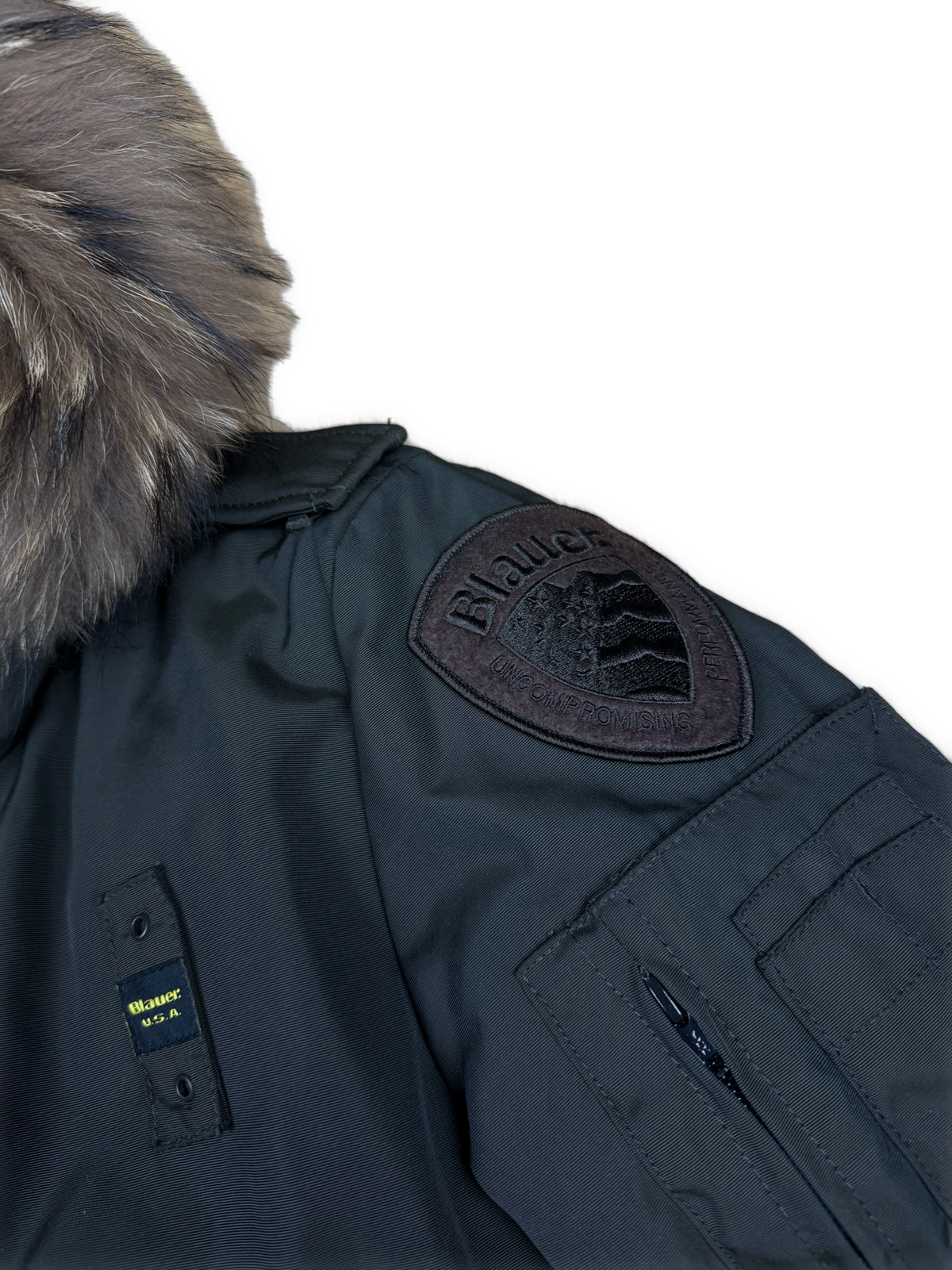 vintage Blauer winterjacket (real fur) {M}