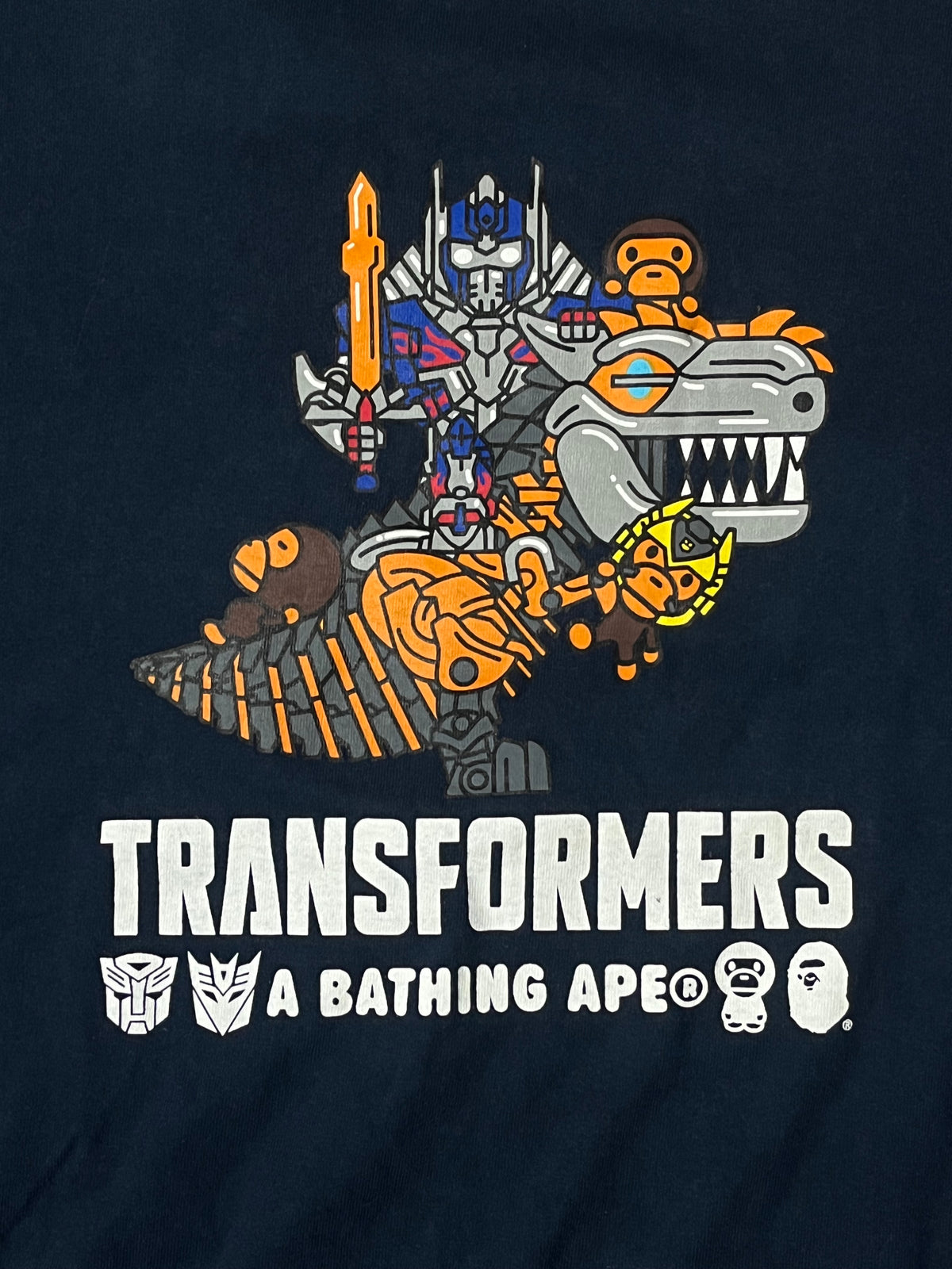 vintage BAPE a bathing ape X TRANSFORMERS t-shirt {S}