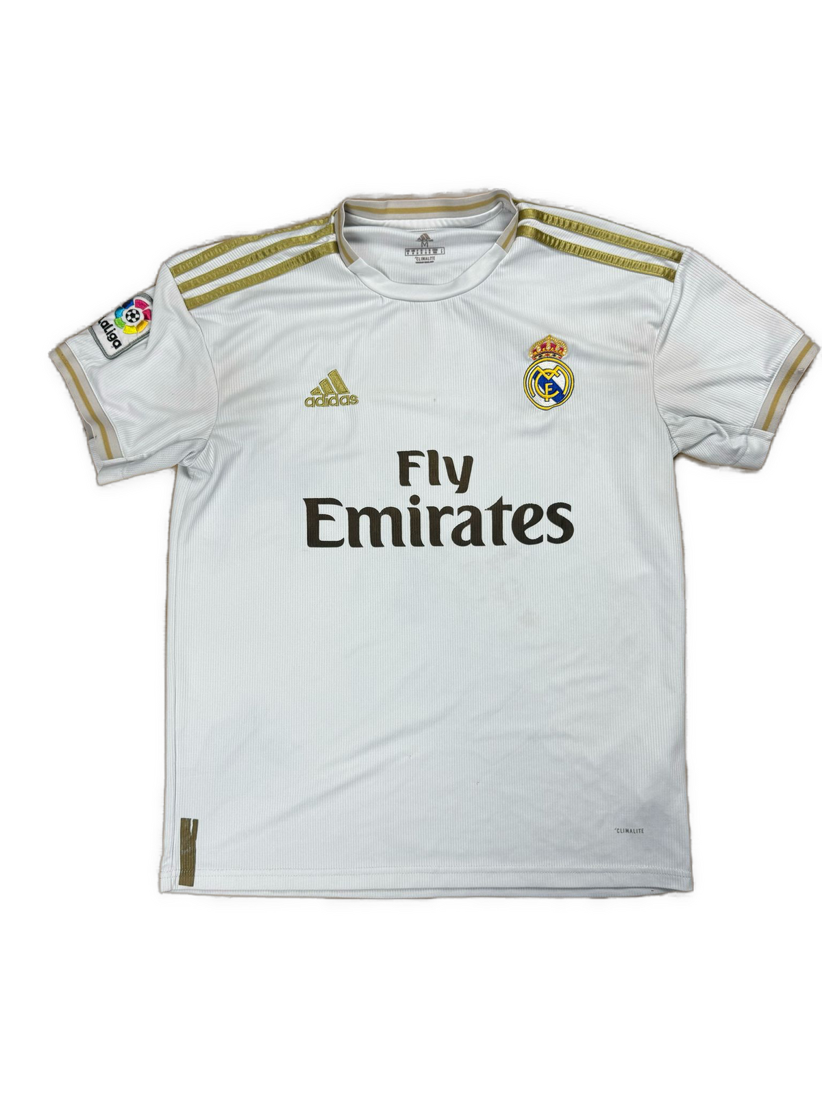 white Adidas Real Madrid home jersey {M}
