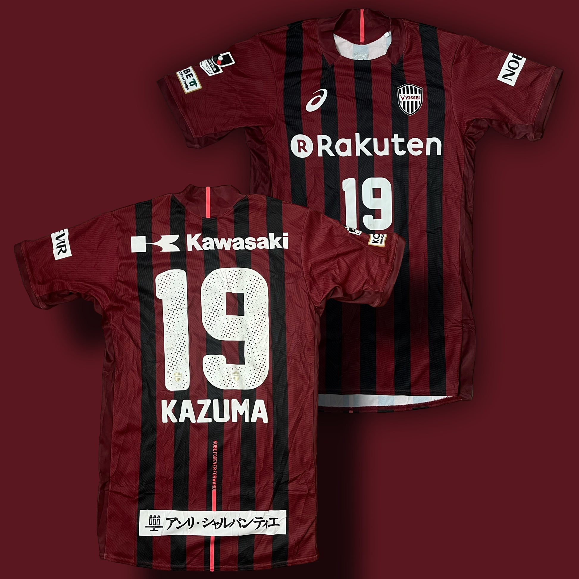 vintage ASICS Vissel Kobe KAZUMA19 2017-2018 home jersey {M-L}