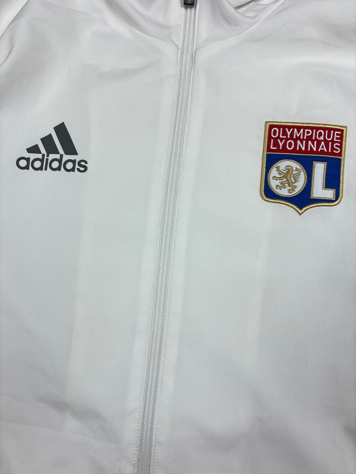 white Adidas Olympique Lyon windbreaker {M}
