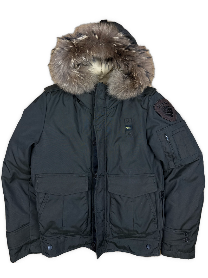 vintage Blauer winterjacket (real fur) {M}