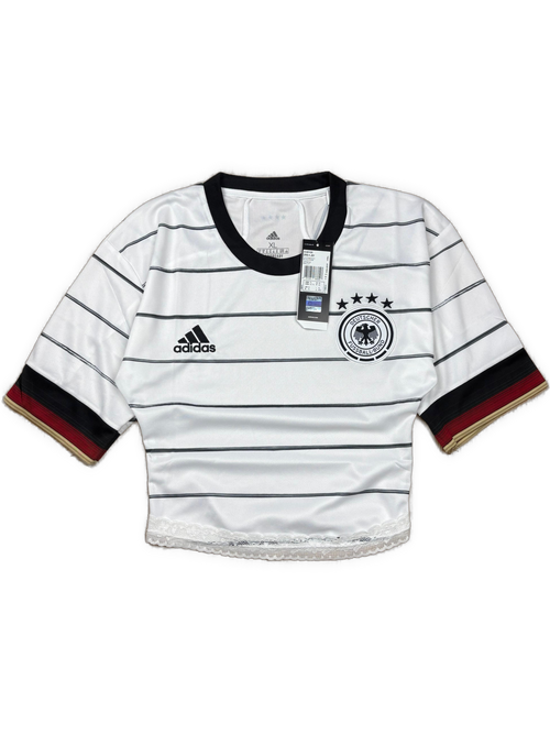 white Adidas Germany 2020 home jersey set reworked by Cosima Chalk